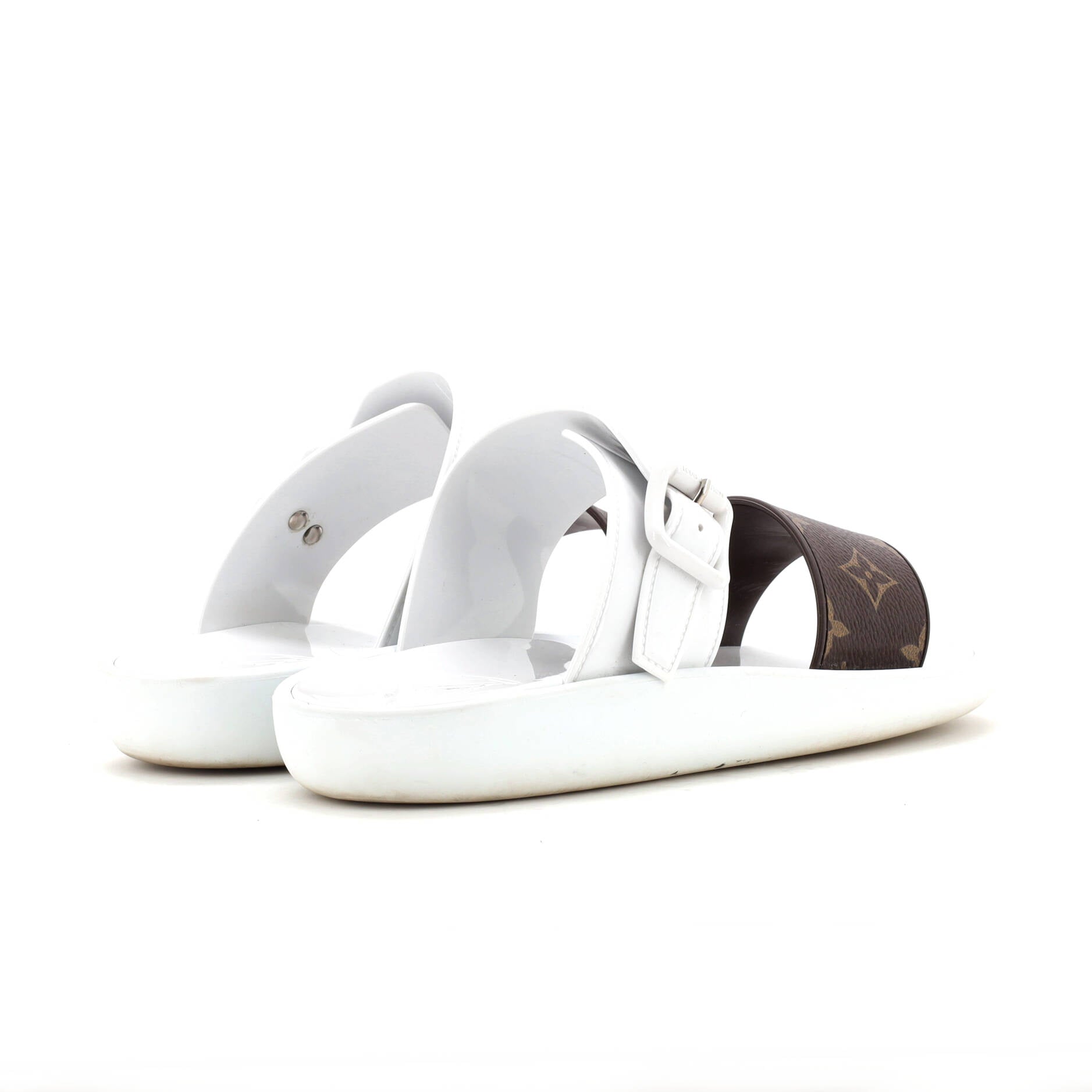 Women's Sunbath Flat Mule Sandals Monogram Canvas and Rubber