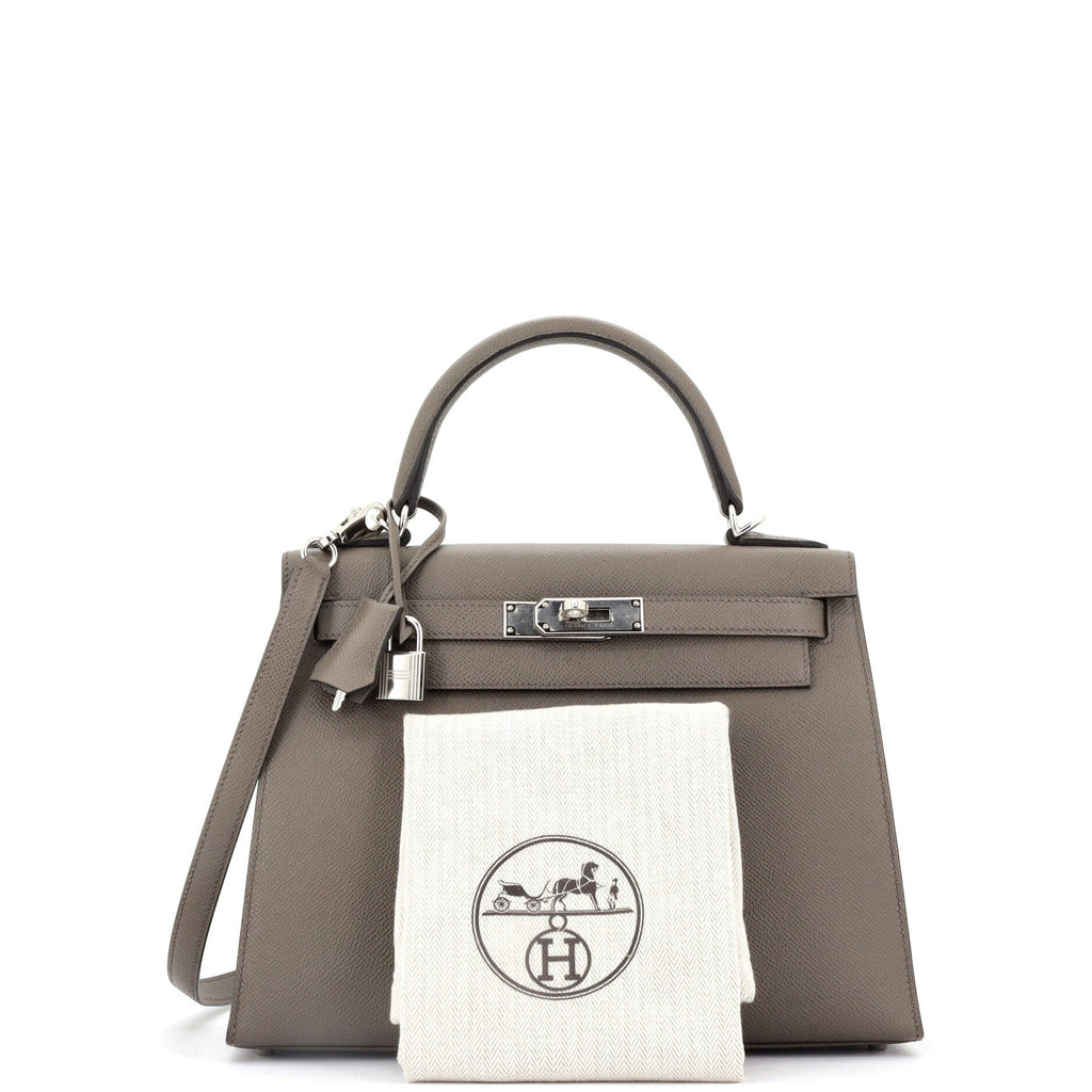 Kelly Handbag Grey Epsom with Palladium Hardware 28