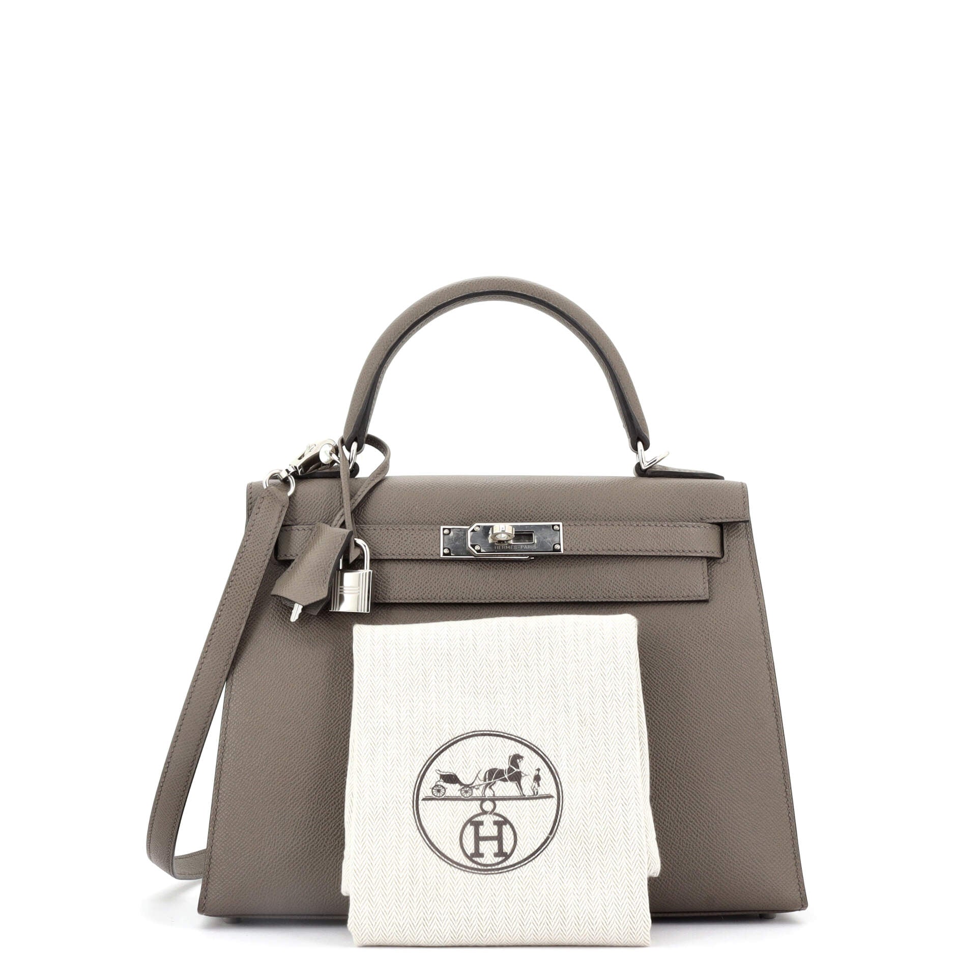 Kelly Handbag Grey Epsom with Palladium Hardware 28