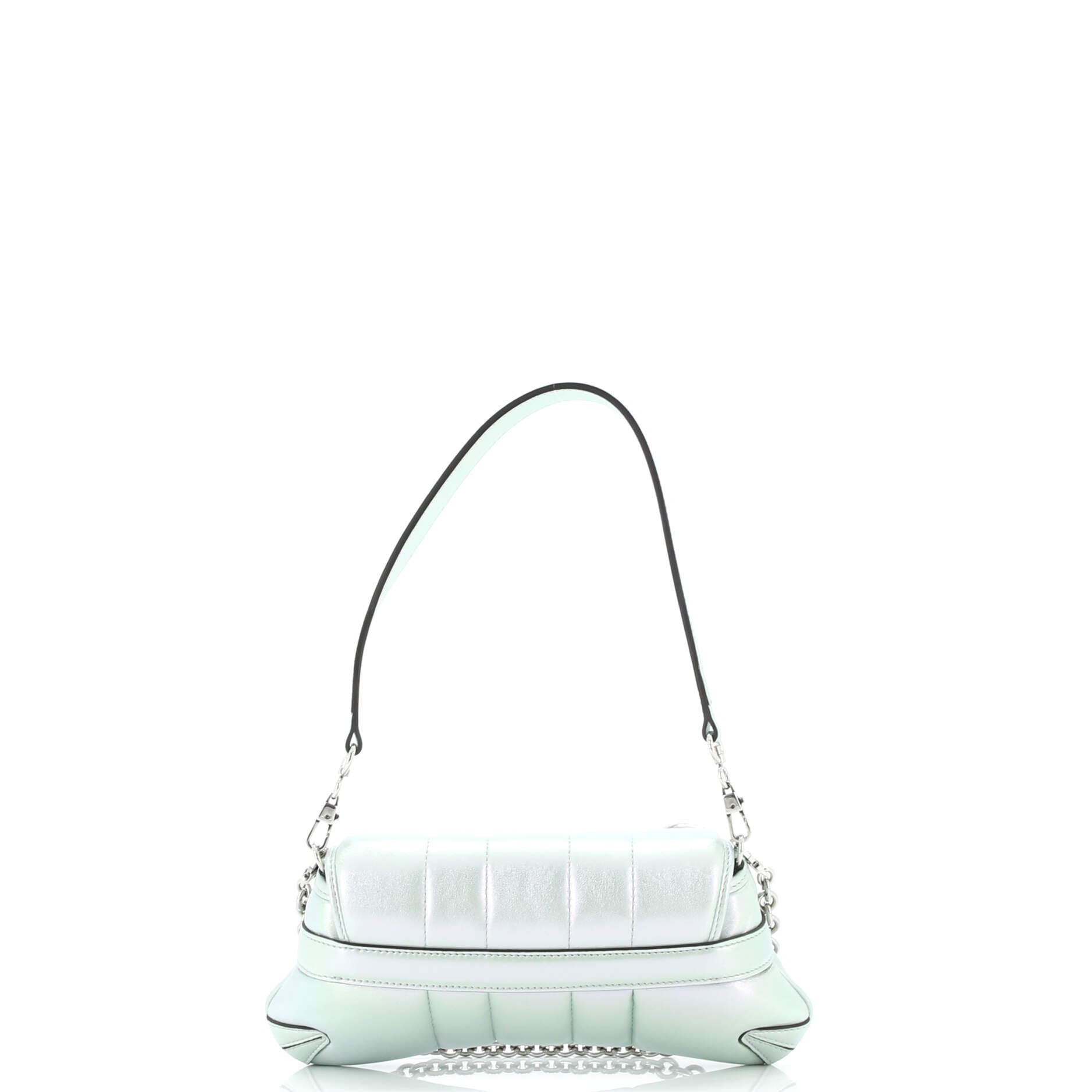Horsebit Chain Shoulder Bag Vertical Quilted Leather Small