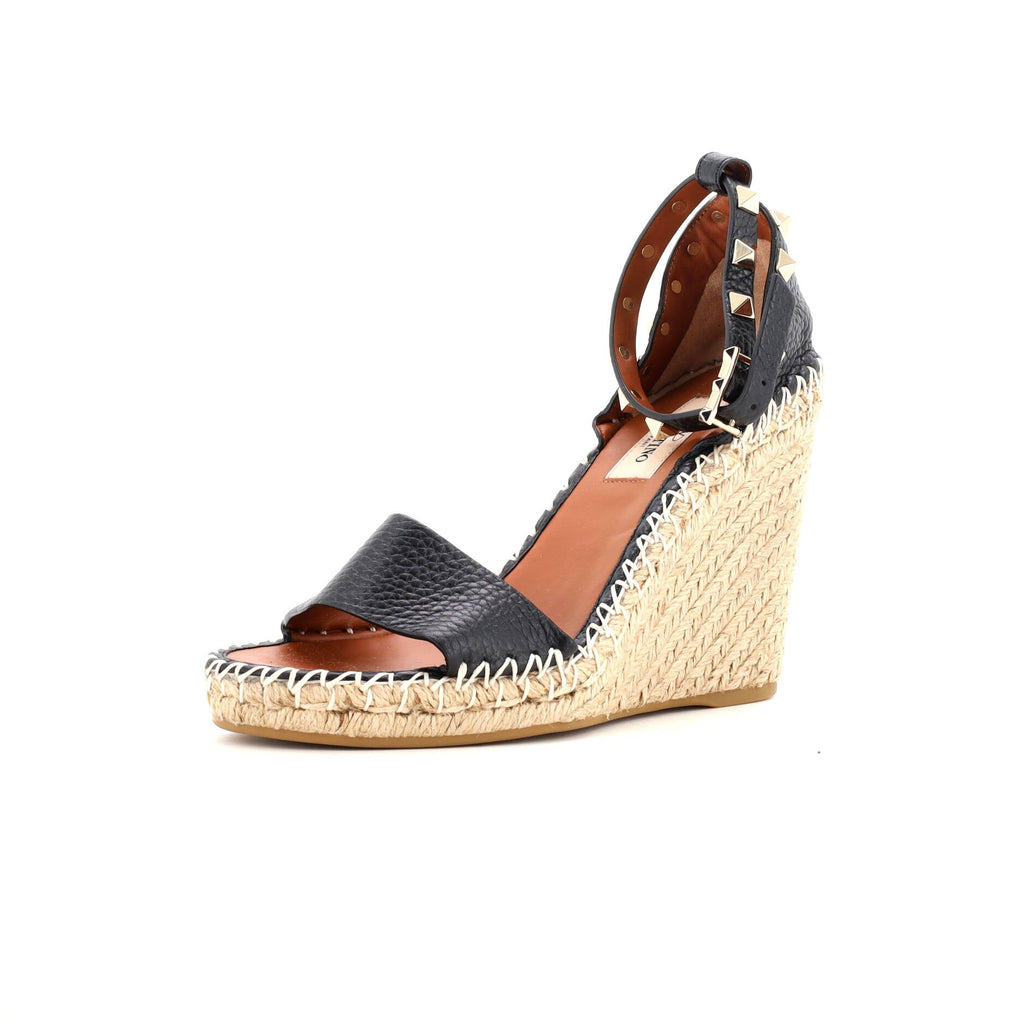 Women's Rockstud Wedge Espadrille Sandals Leather