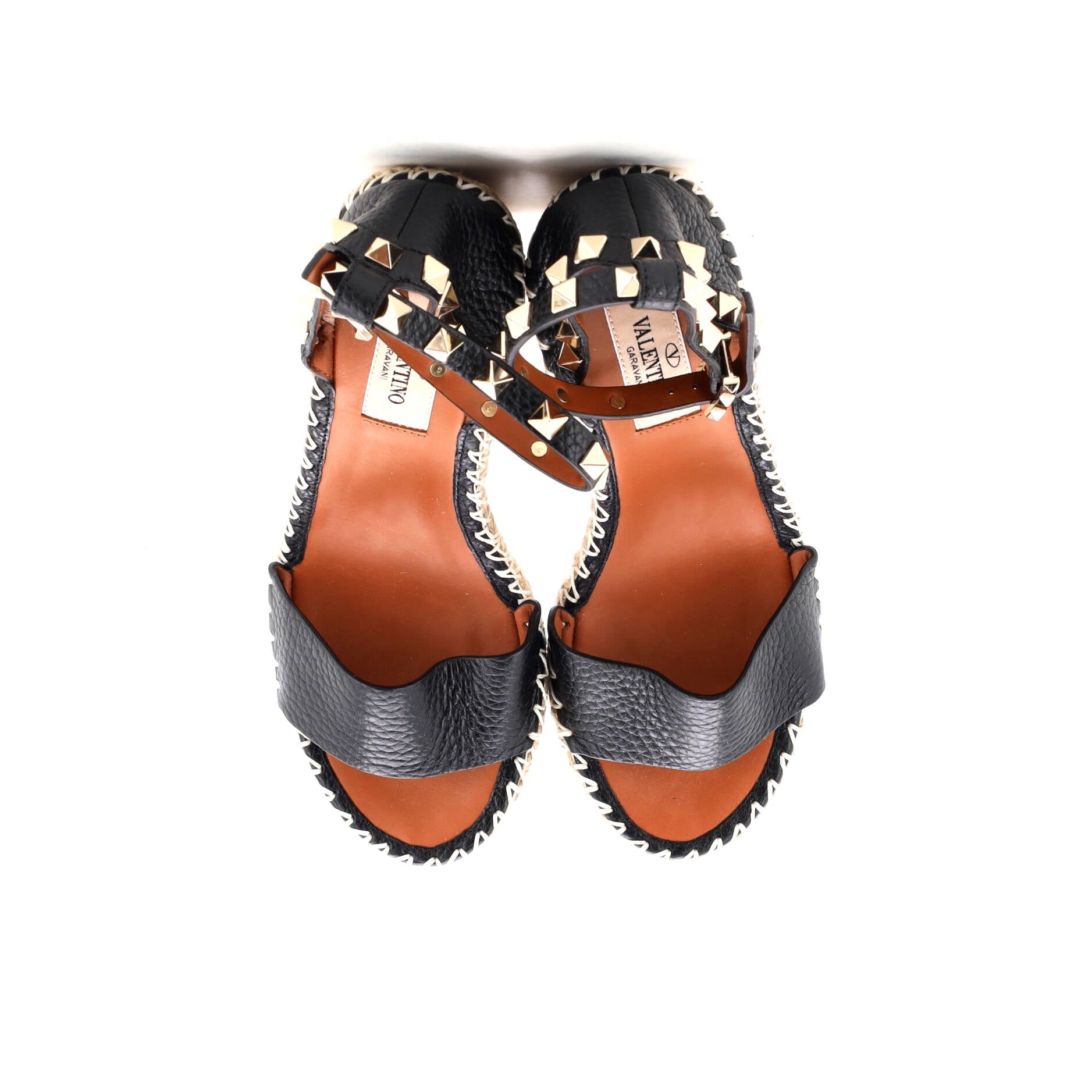 Women's Rockstud Wedge Espadrille Sandals Leather