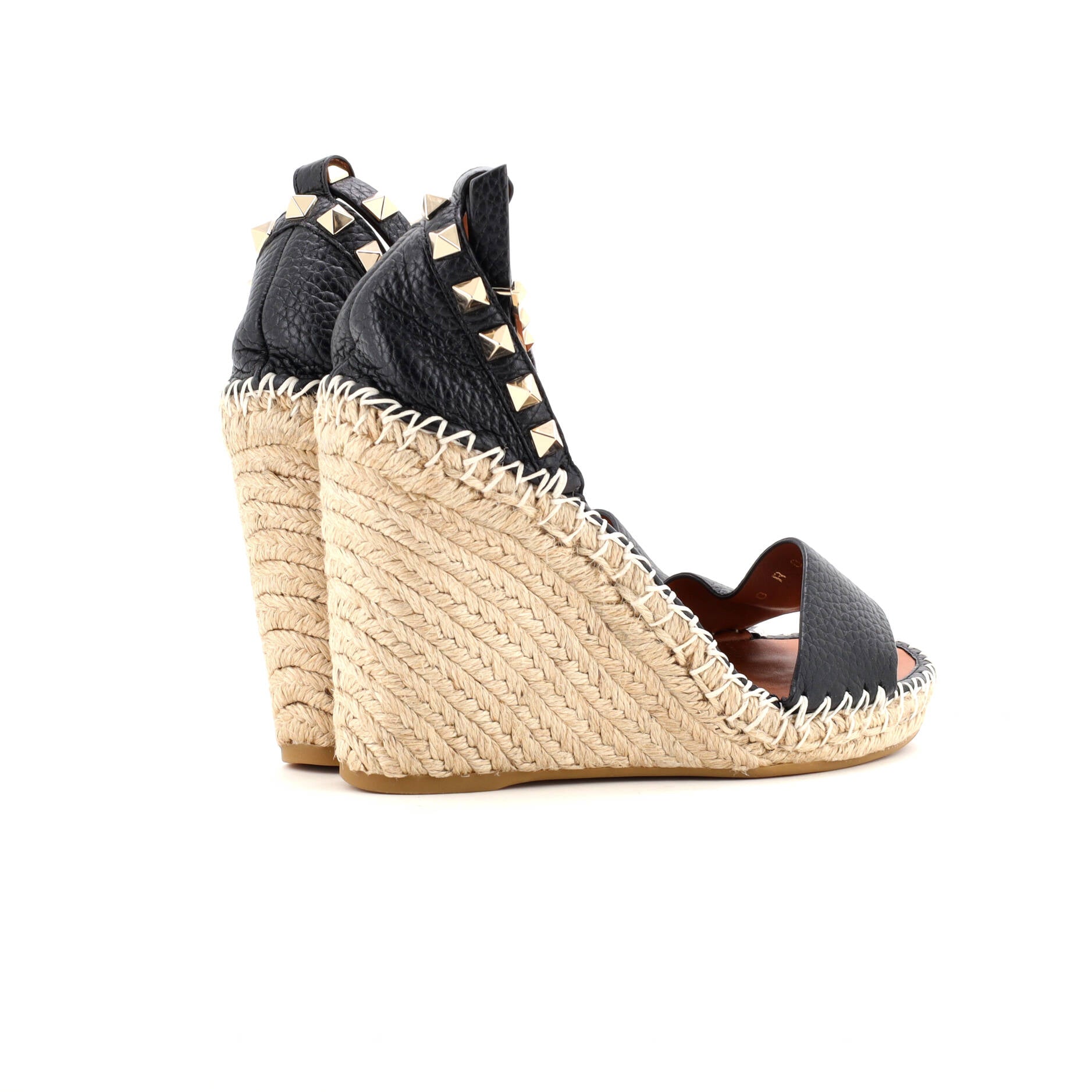 Women's Rockstud Wedge Espadrille Sandals Leather