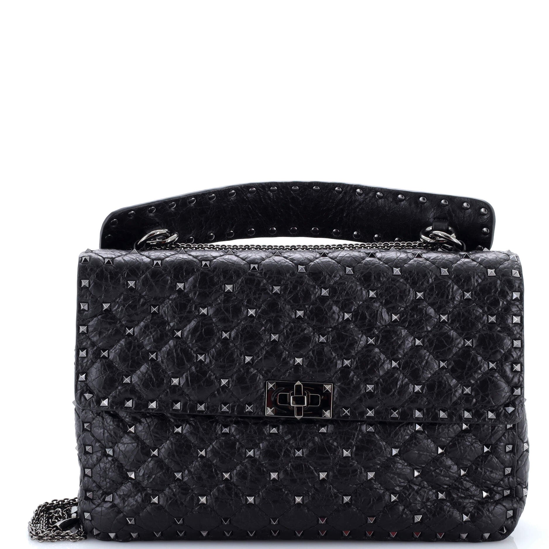 Rockstud Spike Flap Bag Quilted Leather Large