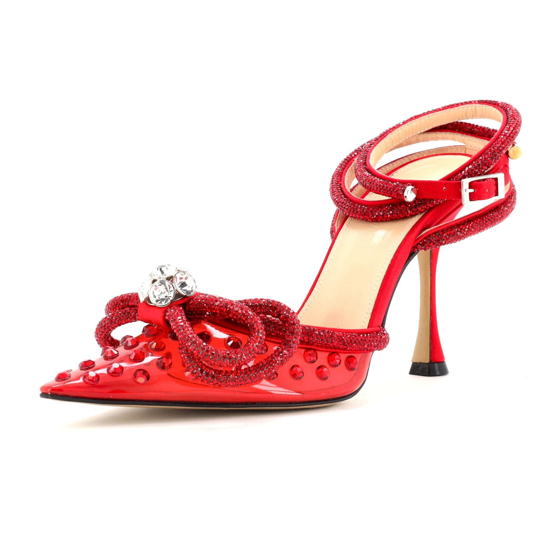 Women's Double Bow Ankle Strap Pumps PVC 110