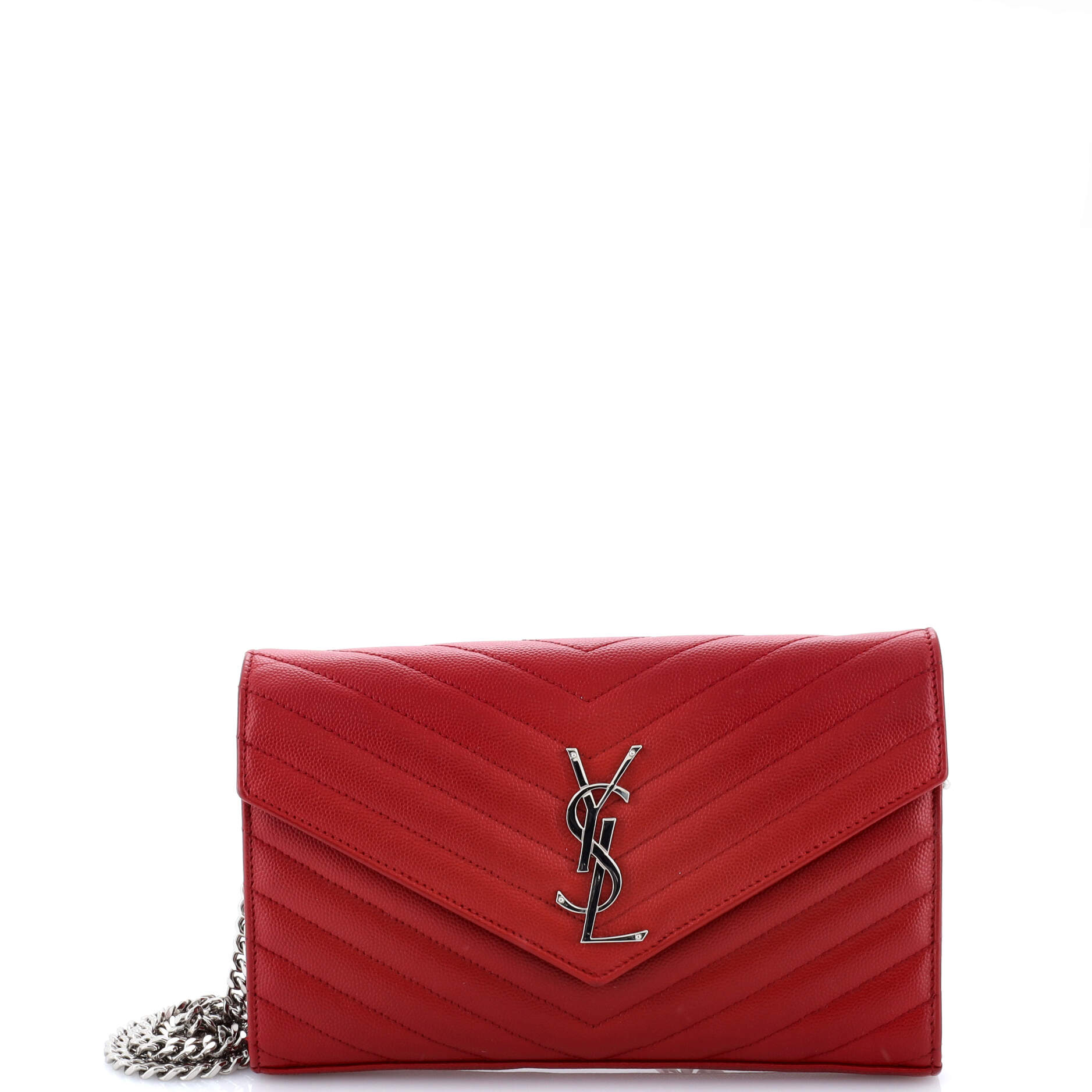 Classic Monogram Wallet on Chain Matelasse Chevron Leather Medium