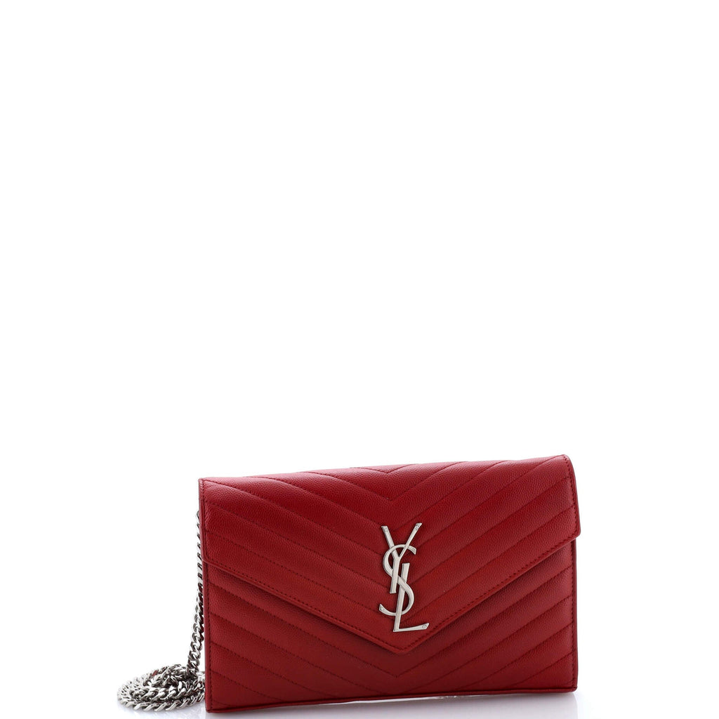 Classic Monogram Wallet on Chain Matelasse Chevron Leather Medium