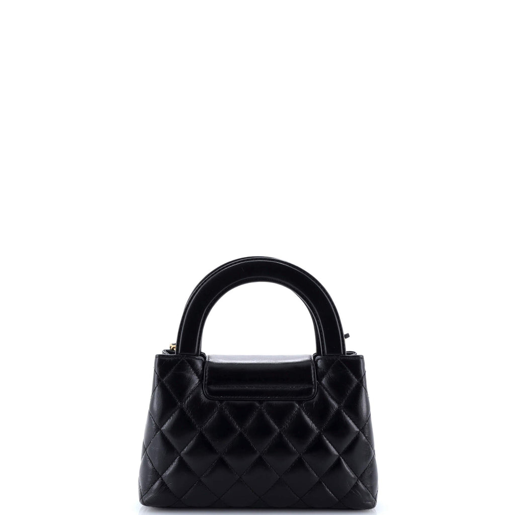 Kelly Top Handle Shopping Bag Quilted Shiny Aged Calfskin Mini