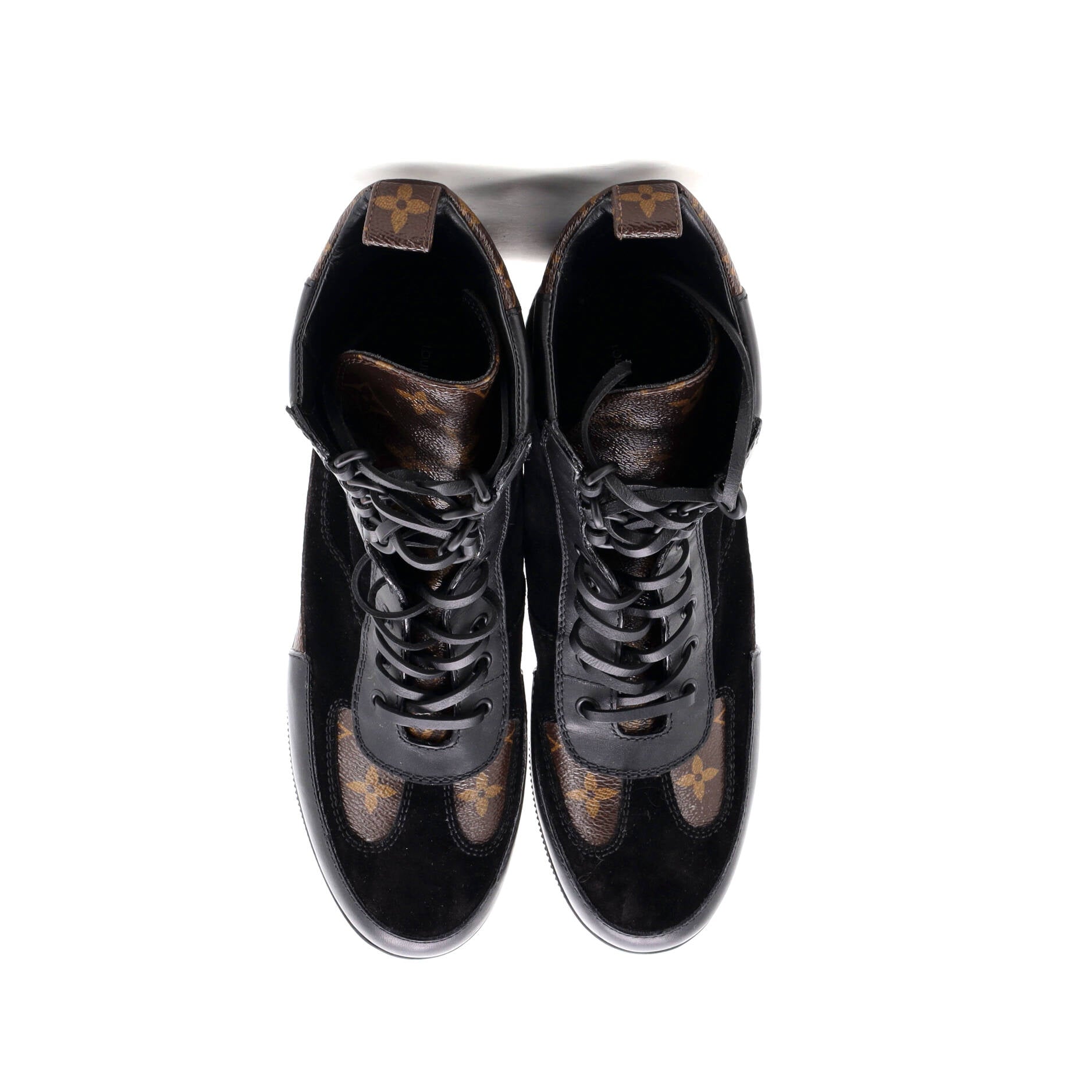 Women's Laureate Platform Desert Boots Suede with Monogram Canvas