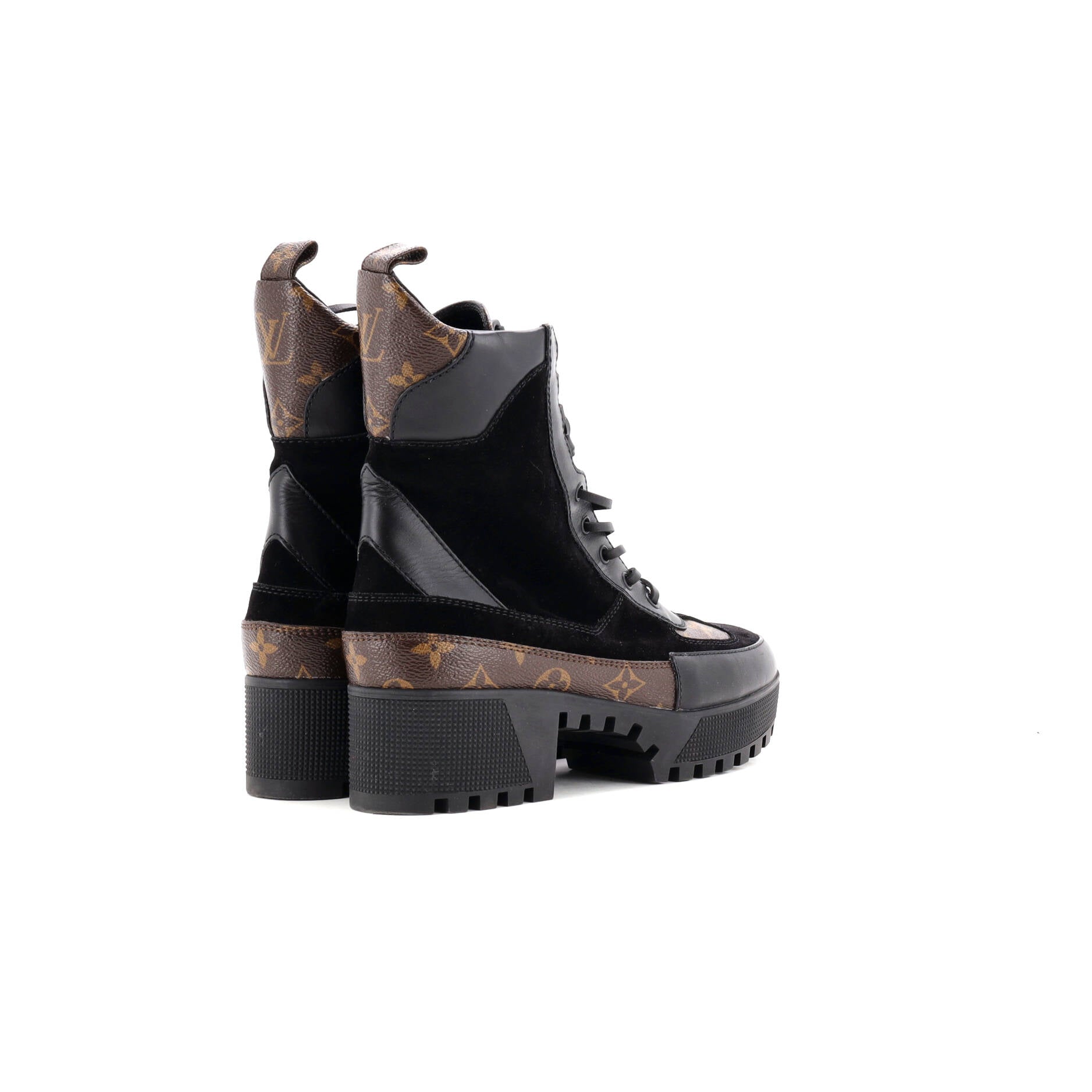 Women's Laureate Platform Desert Boots Suede with Monogram Canvas
