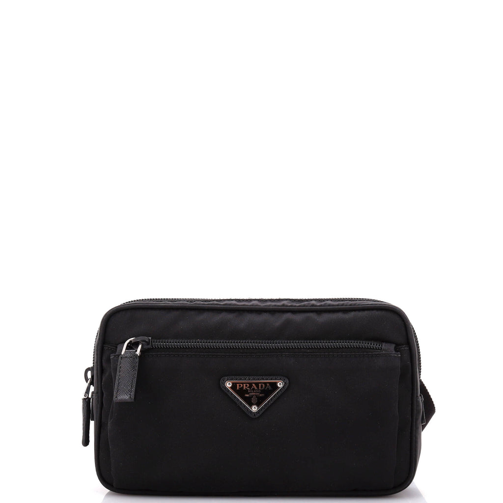 Front Pocket Belt Bag Re-Nylon with Saffiano Leather