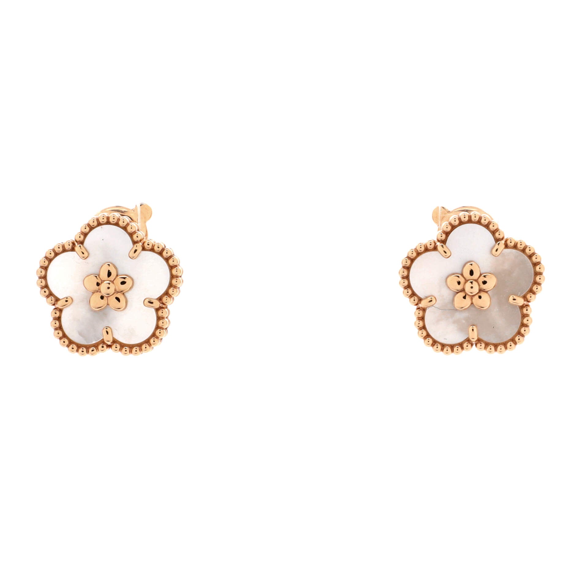 Lucky Spring Plum Blossom Stud Earring Earrings 18K Rose Gold and Mother of Pearl
