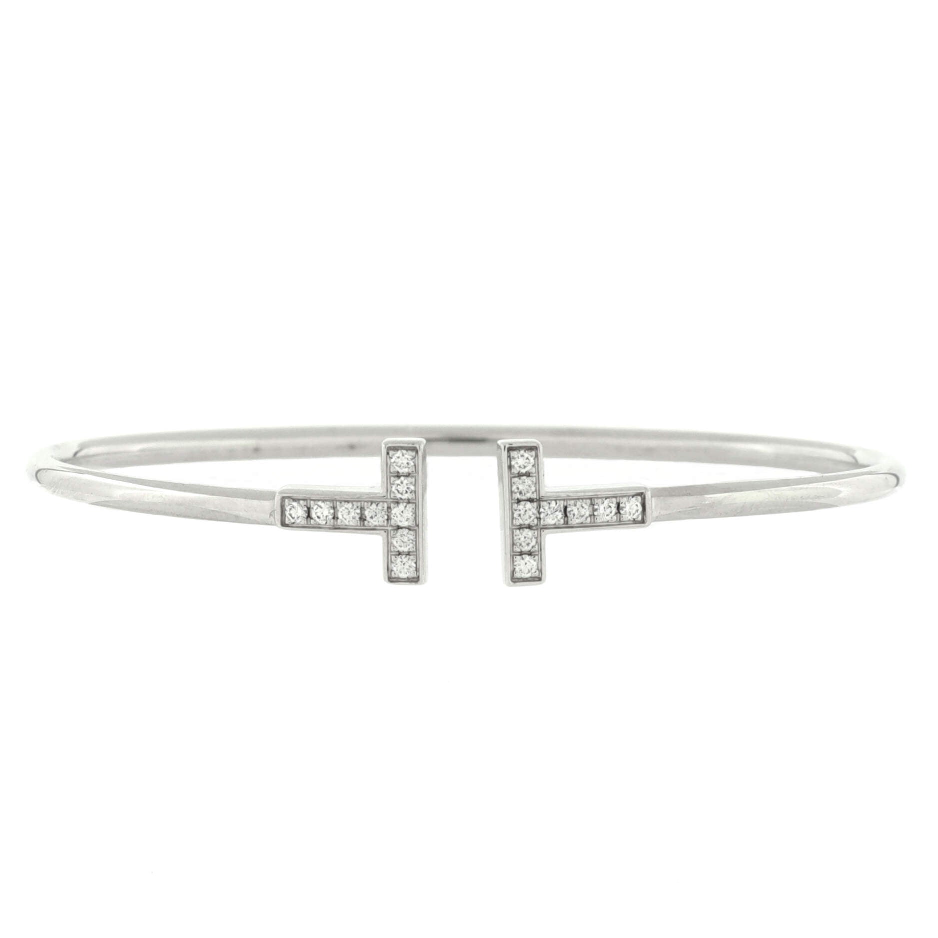 T Wire Bracelet 18K White Gold with Diamonds