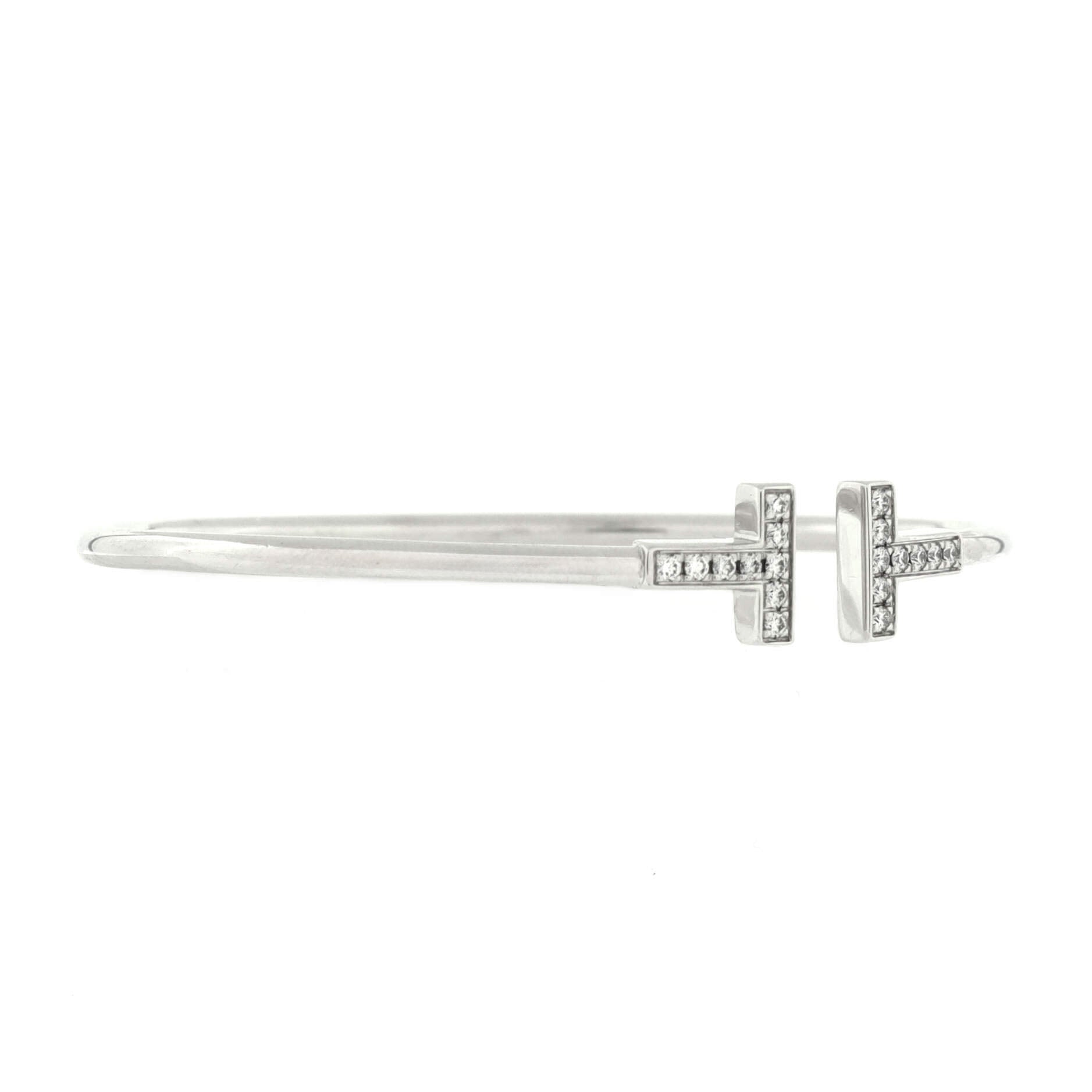 T Wire Bracelet 18K White Gold with Diamonds