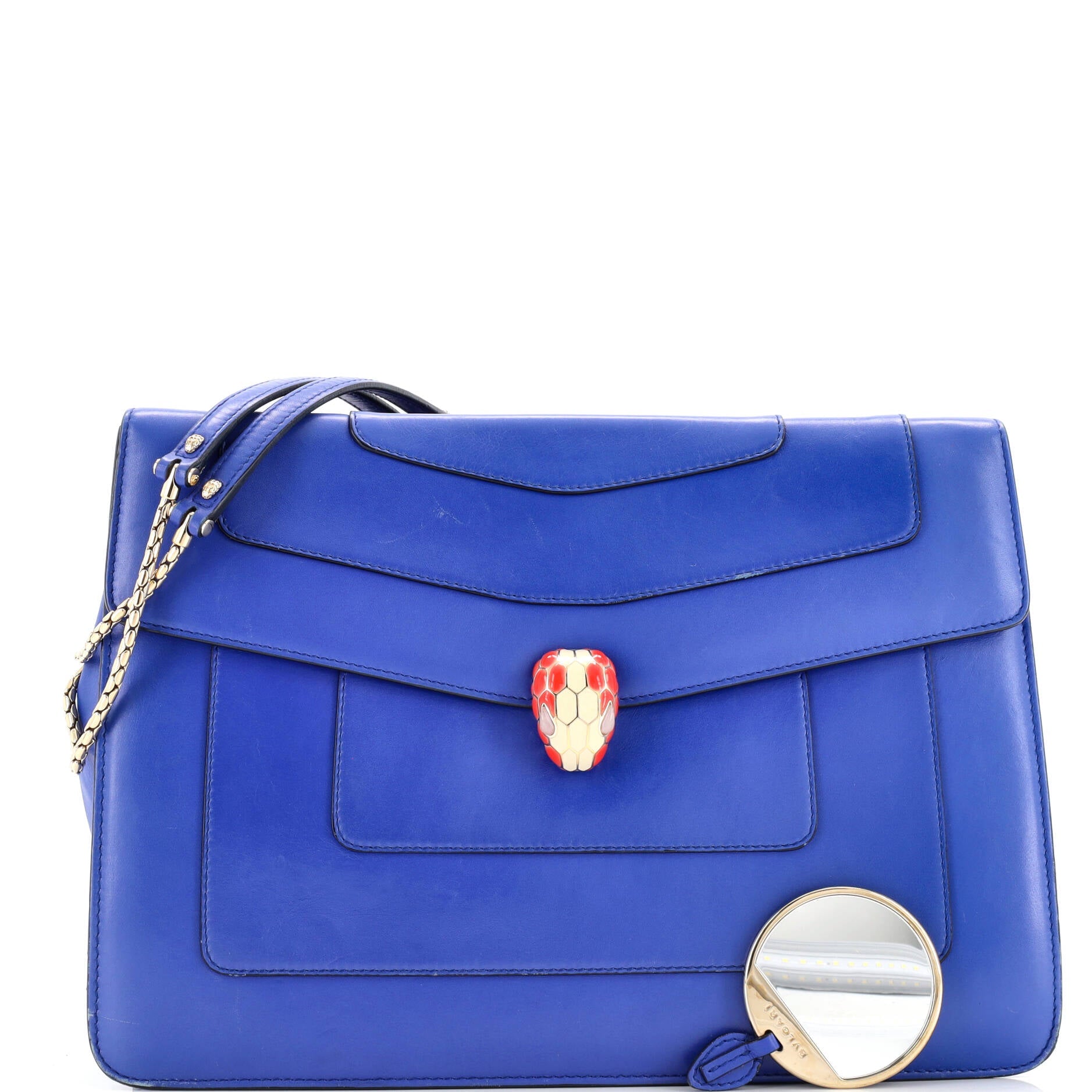 Serpenti Forever Double Flap Shoulder Bag Leather Large