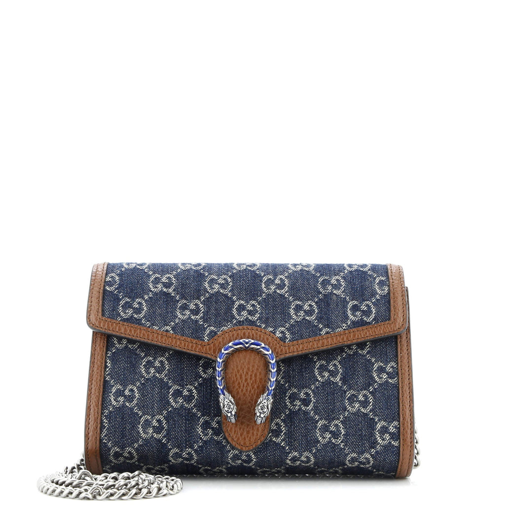 Dionysus Chain Wallet GG Denim Small