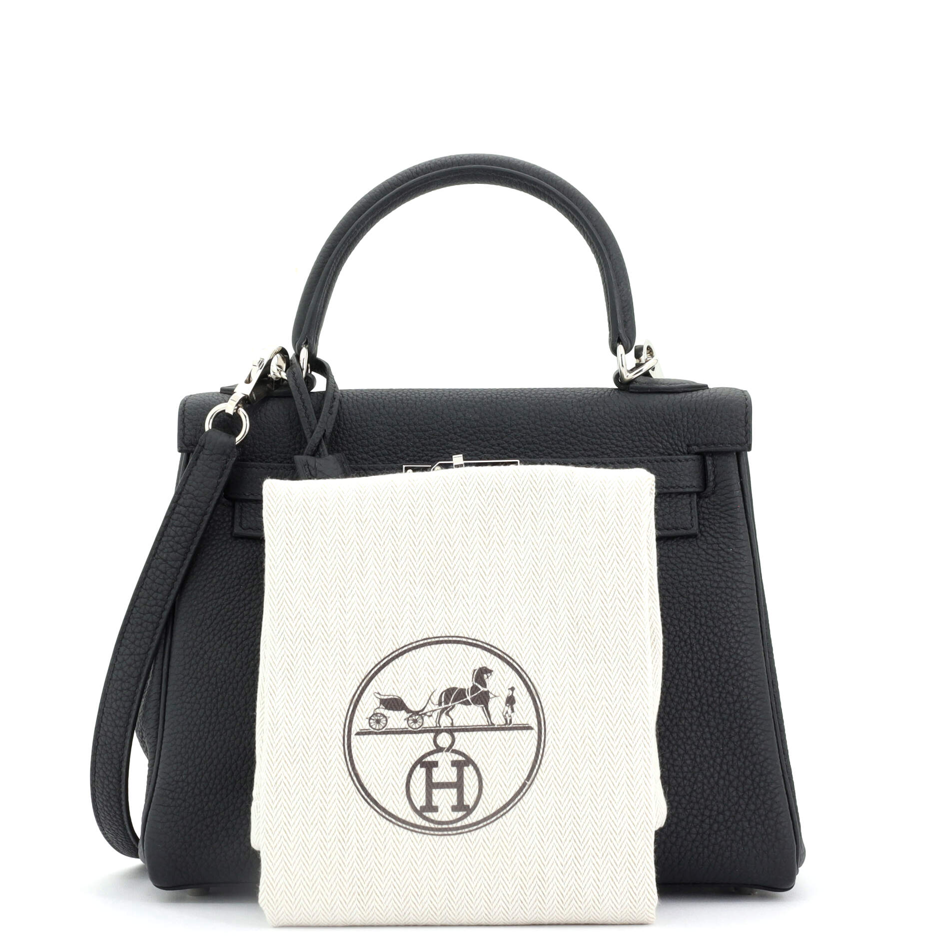 Kelly Handbag Noir Togo with Palladium Hardware 25