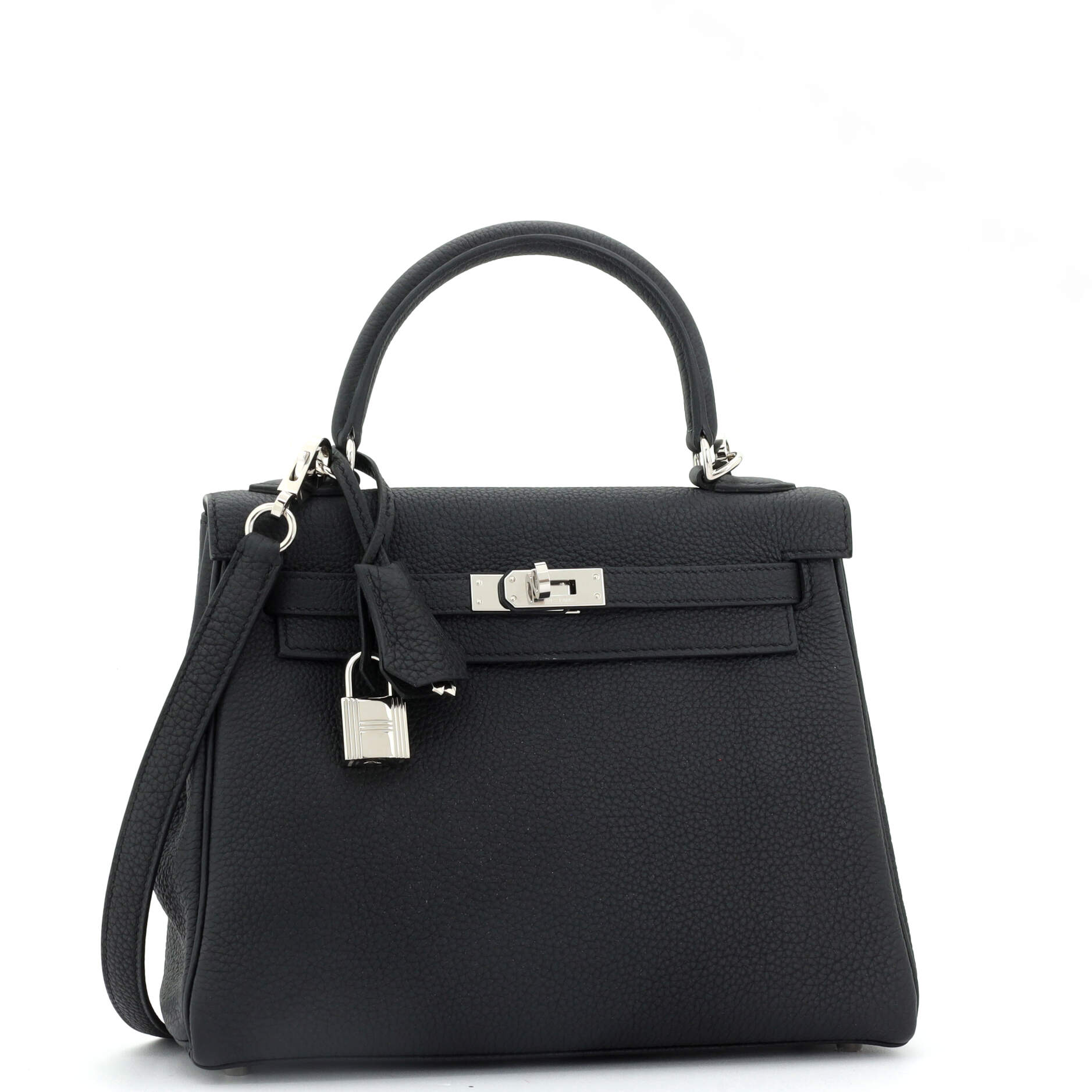 Kelly Handbag Noir Togo with Palladium Hardware 25