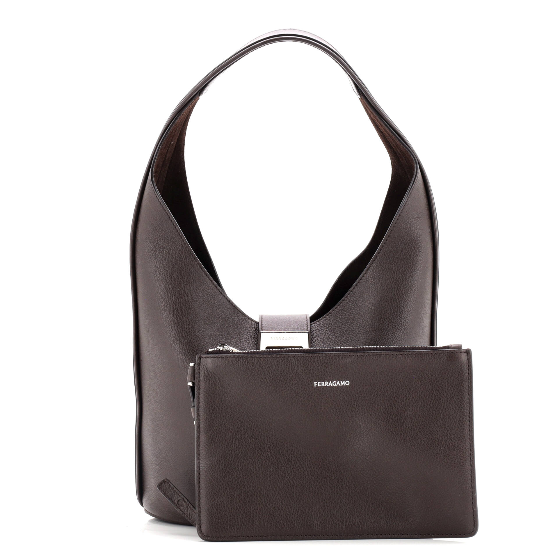 Gancini Buckle Hobo Leather Medium