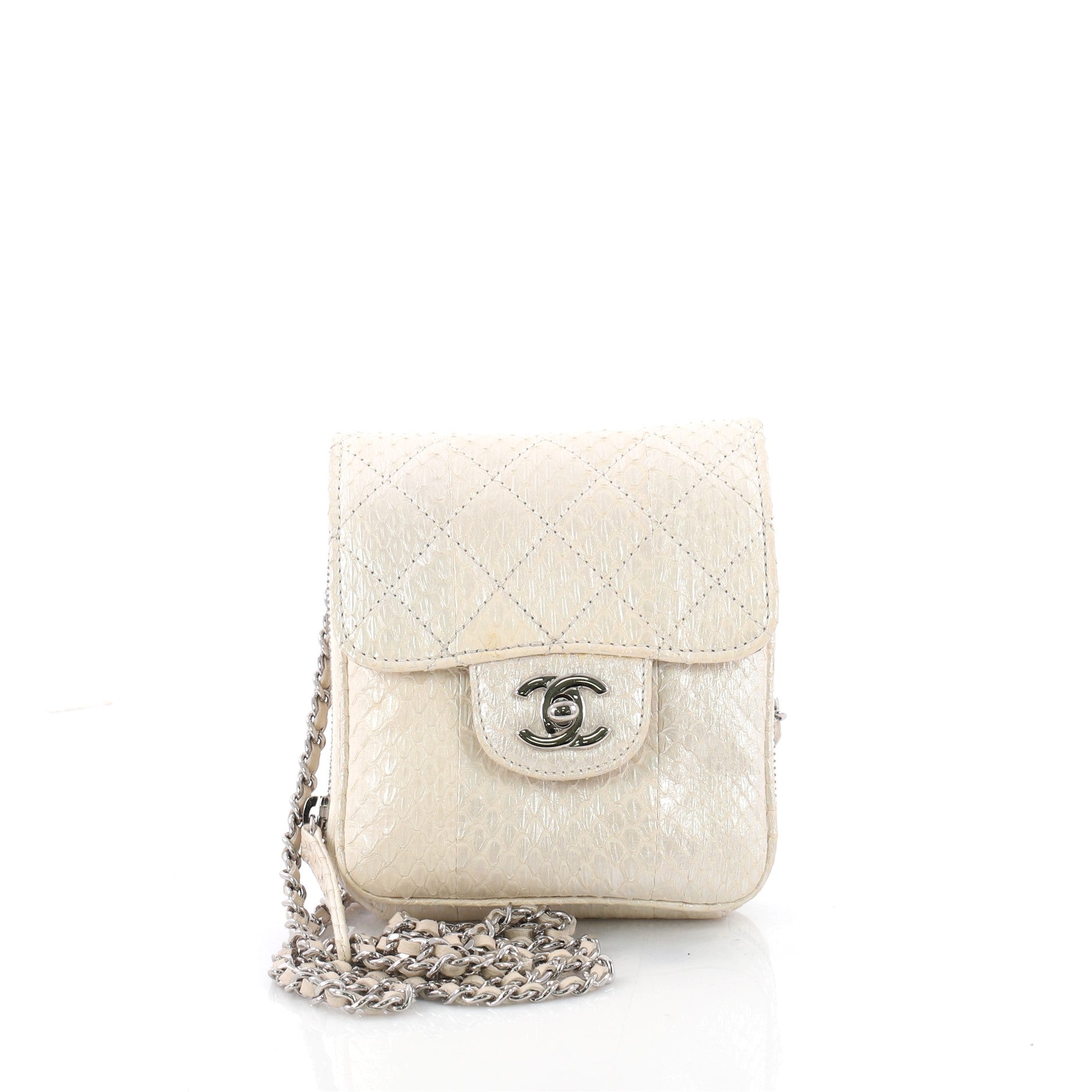 Wallet on Chain Flap Bag Quilted Python Mini