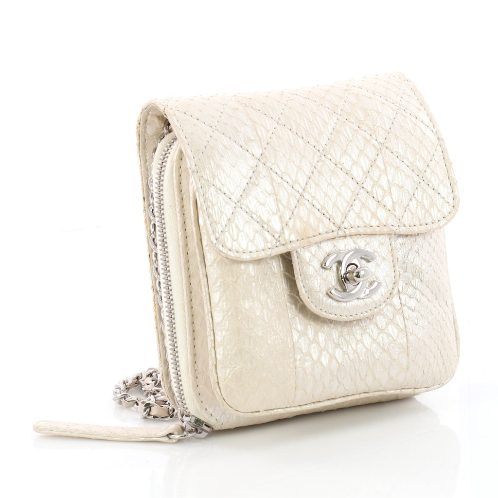 Wallet on Chain Flap Bag Quilted Python Mini