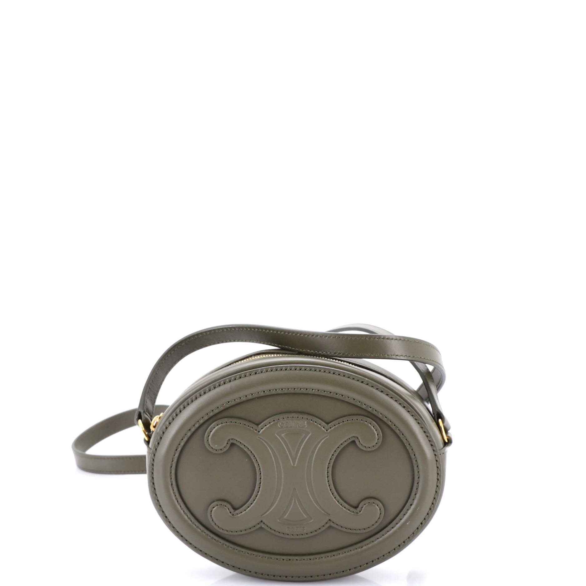 Triomphe Oval Crossbody Bag Leather Mini
