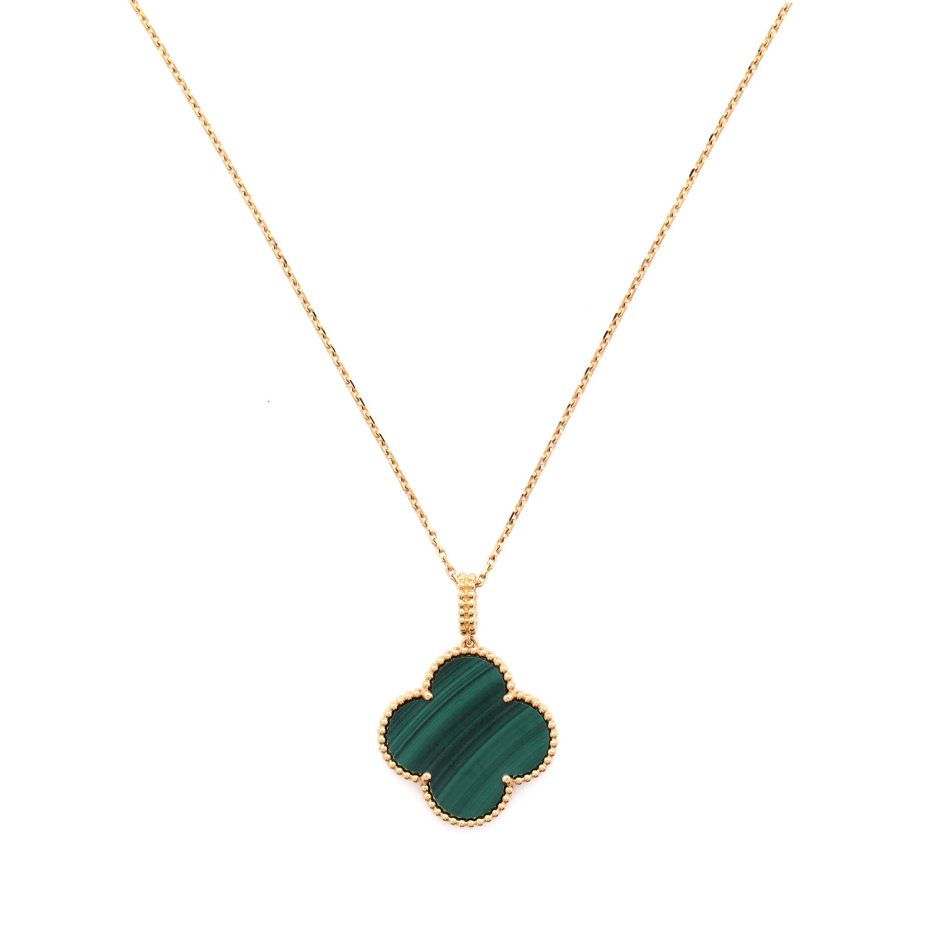 Magic Alhambra Pendant Necklace 18K Yellow Gold and Malachite