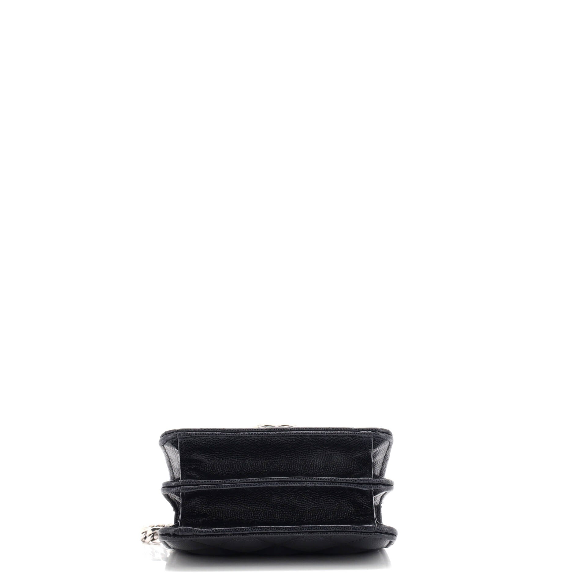 Coco Enamel Top Handle Flap Clutch with Chain Quilted Caviar