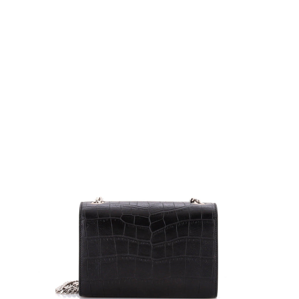Classic Monogram Tassel Crossbody Bag Crocodile Embossed Leather Small