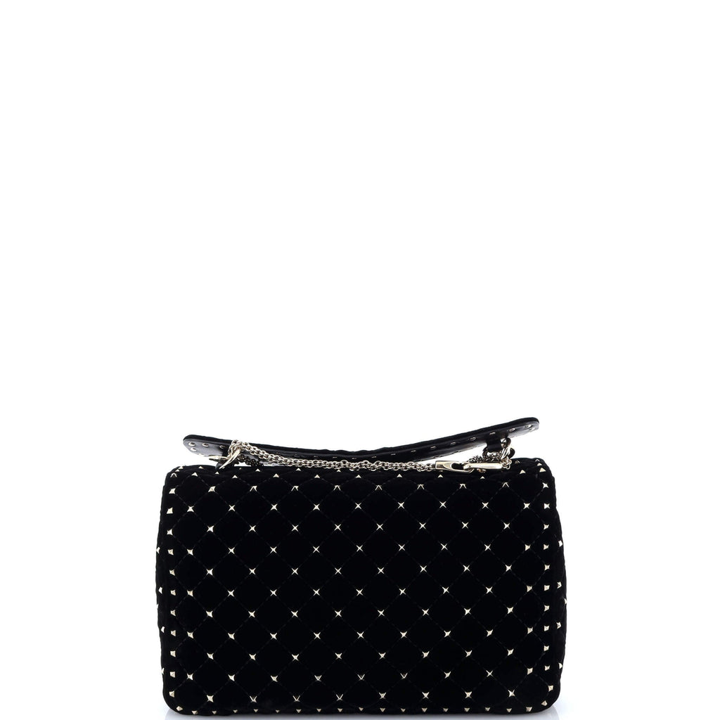 Rockstud Spike Flap Shoulder Bag Quilted Velvet Large