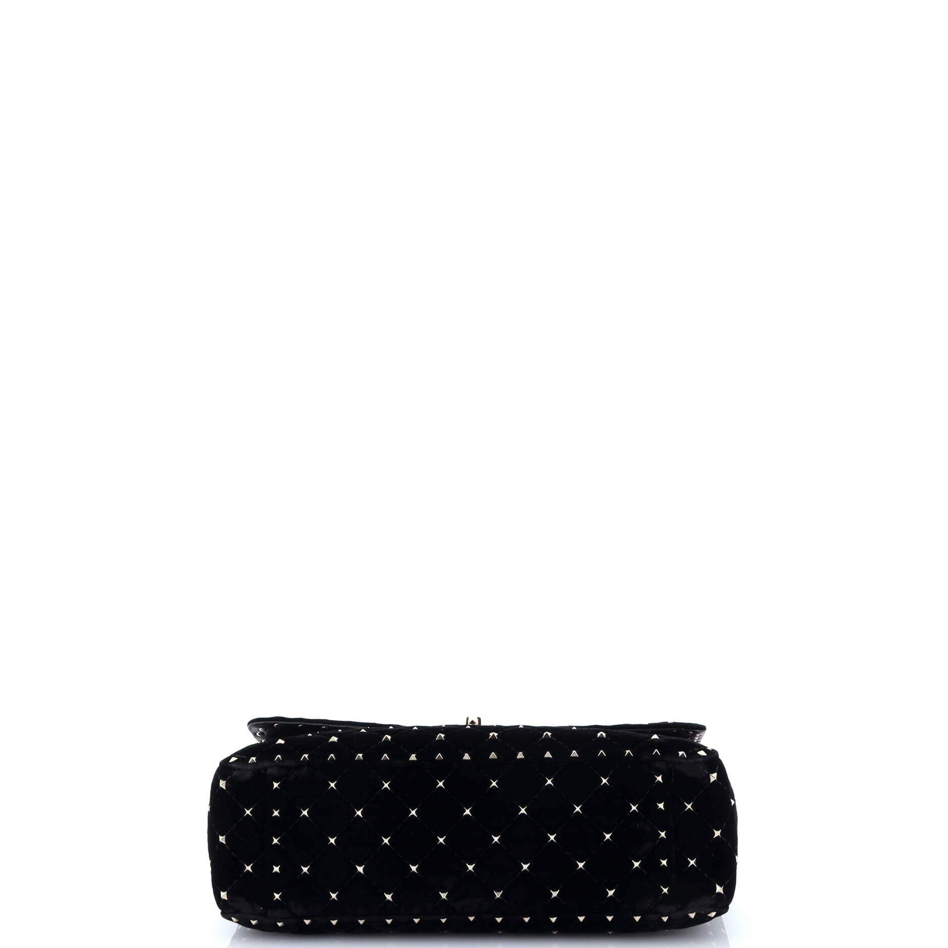 Rockstud Spike Flap Shoulder Bag Quilted Velvet Large