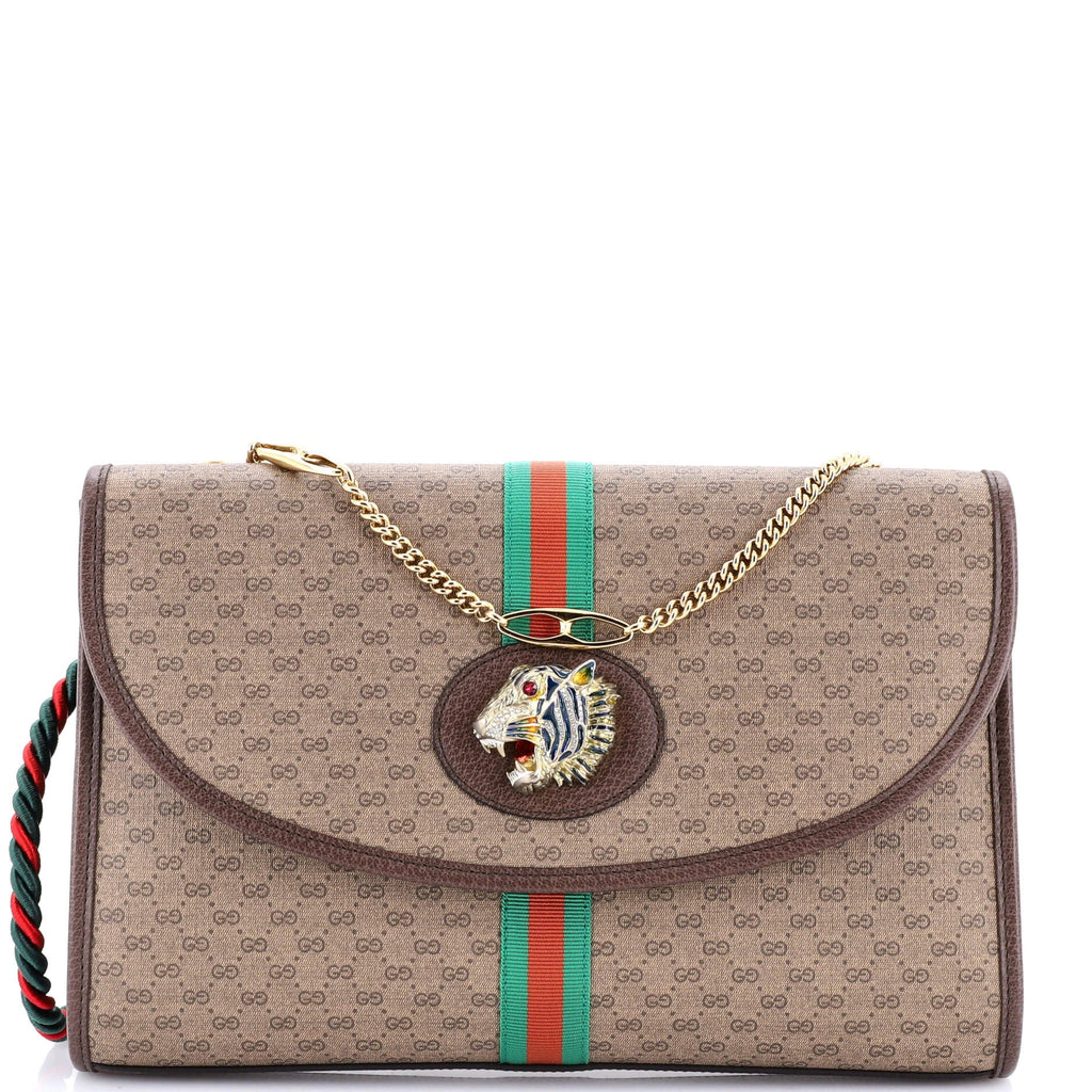 Rajah Web Chain Shoulder Bag GG Coated Canvas Medium