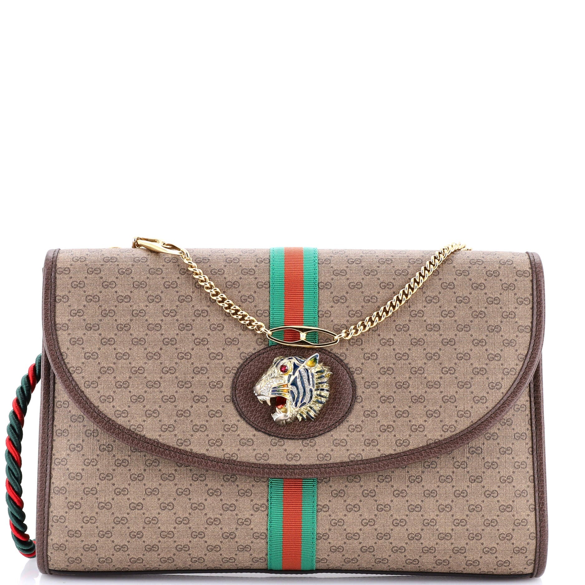 Rajah Web Chain Shoulder Bag GG Coated Canvas Medium