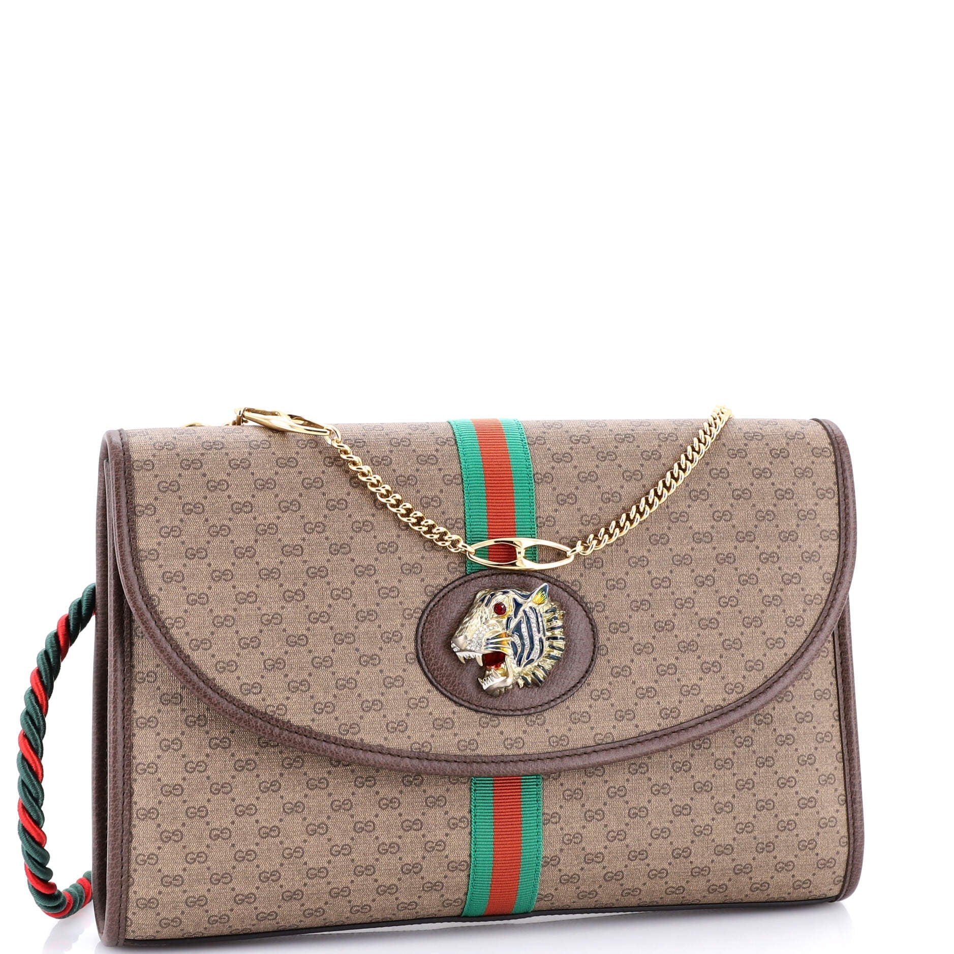 Rajah Web Chain Shoulder Bag GG Coated Canvas Medium