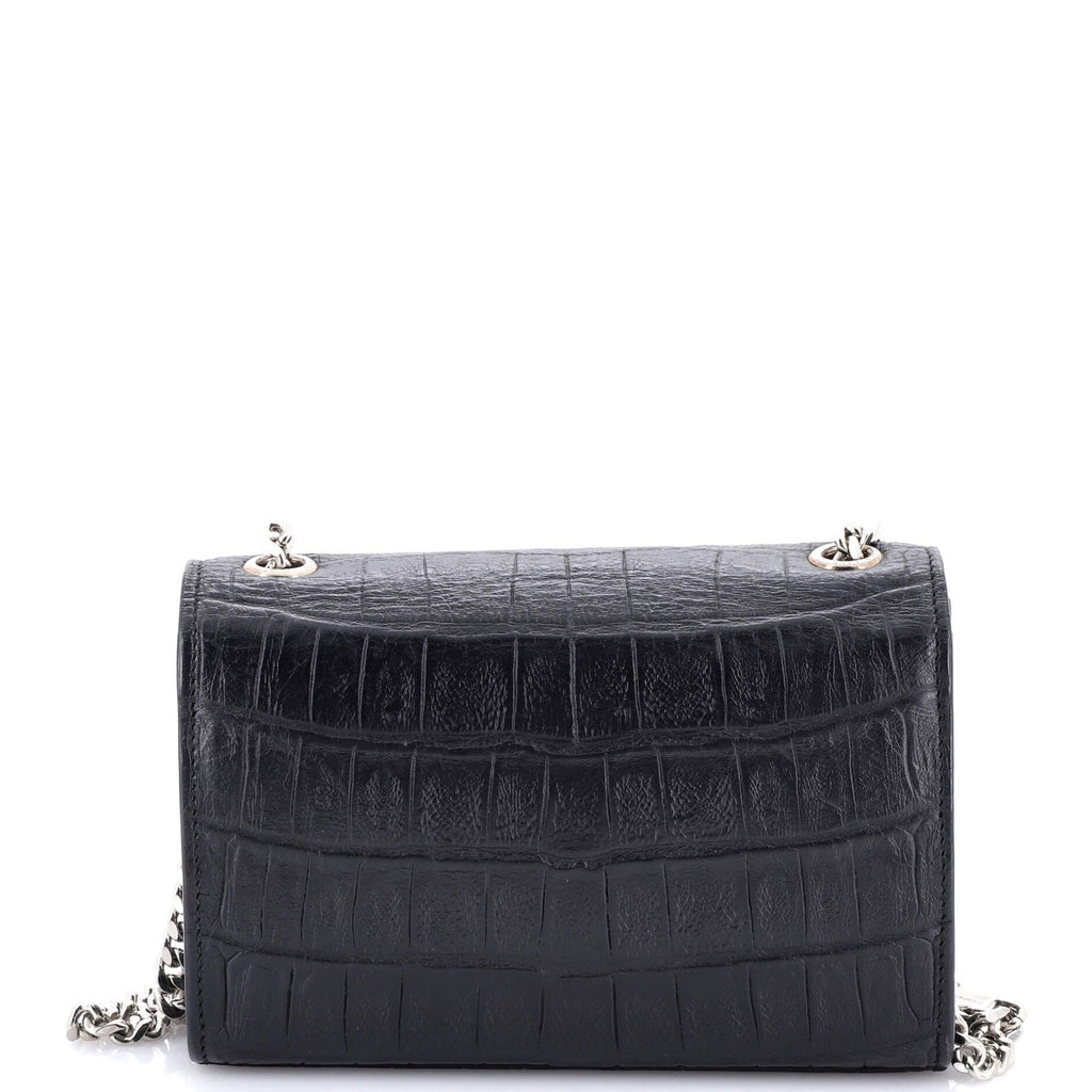 Classic Monogram Tassel Crossbody Bag Crocodile Embossed Leather Small