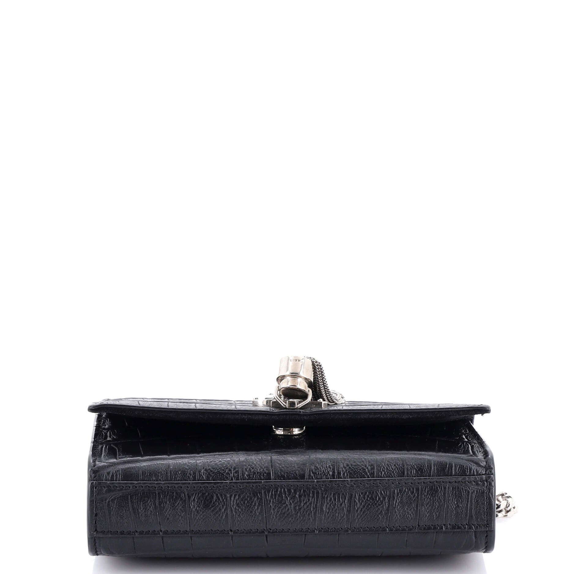 Classic Monogram Tassel Crossbody Bag Crocodile Embossed Leather Small