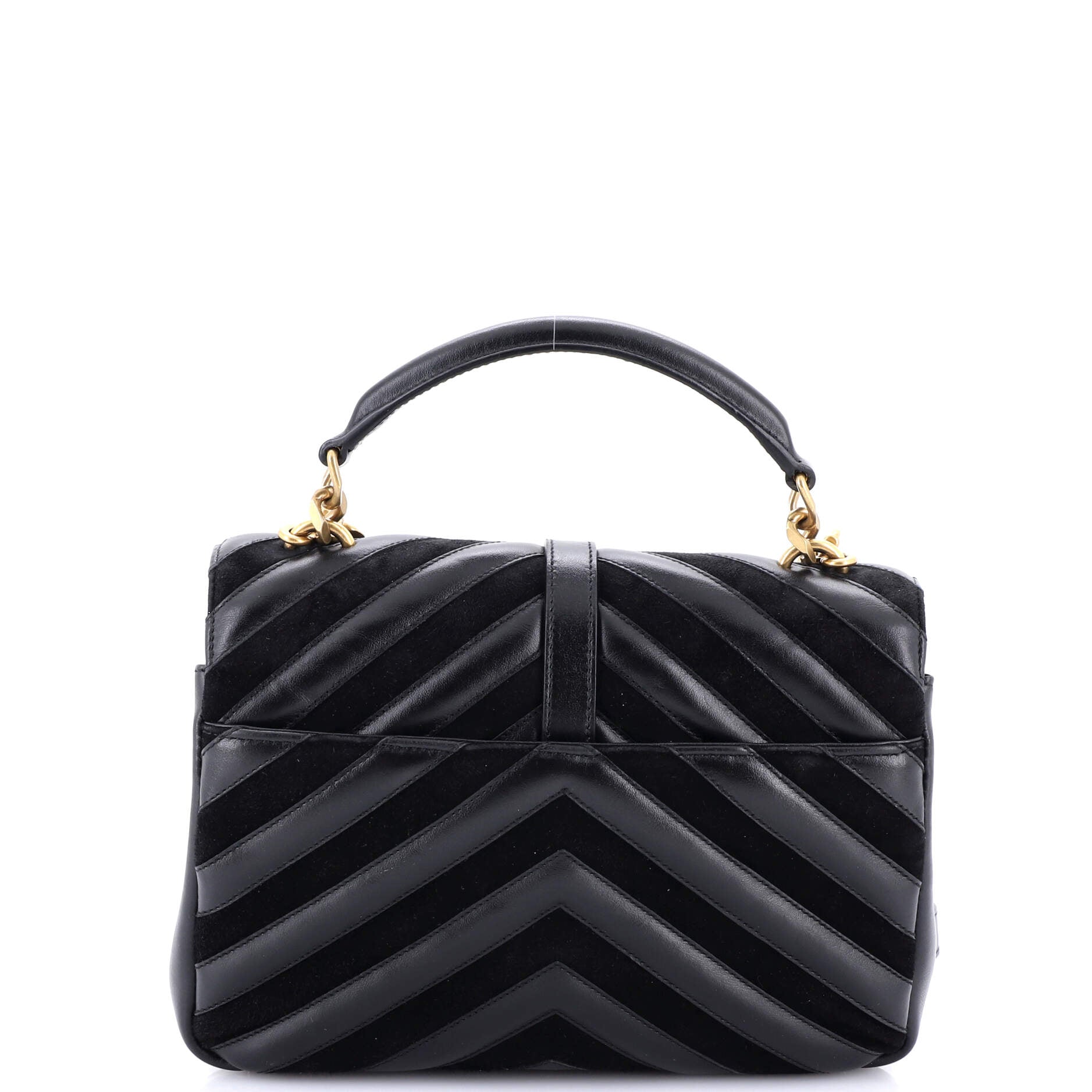 Classic Monogram College Bag Matelasse Chevron Leather and Suede Medium