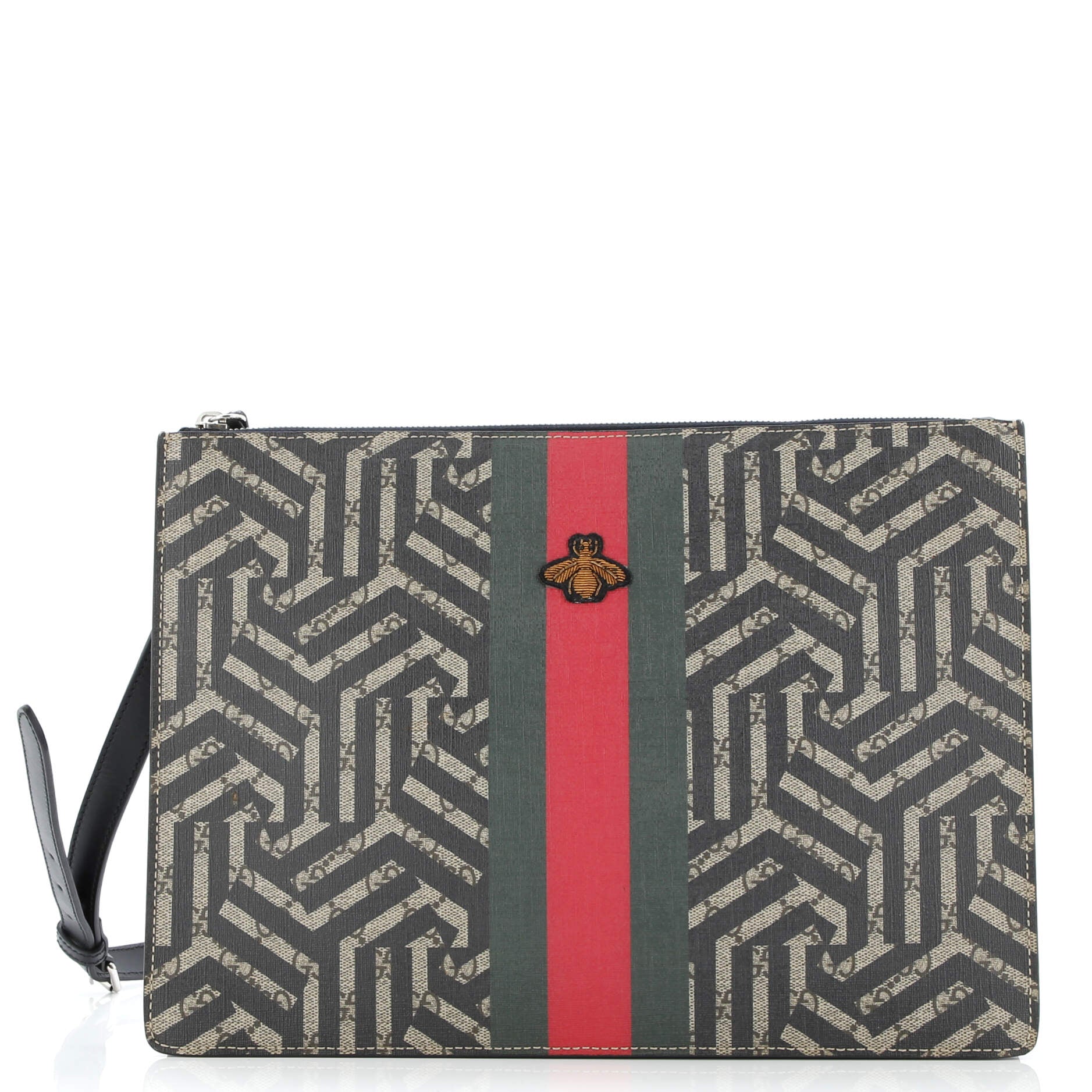 Bee Web Zip Messenger Bag Caleido GG Coated Canvas Large