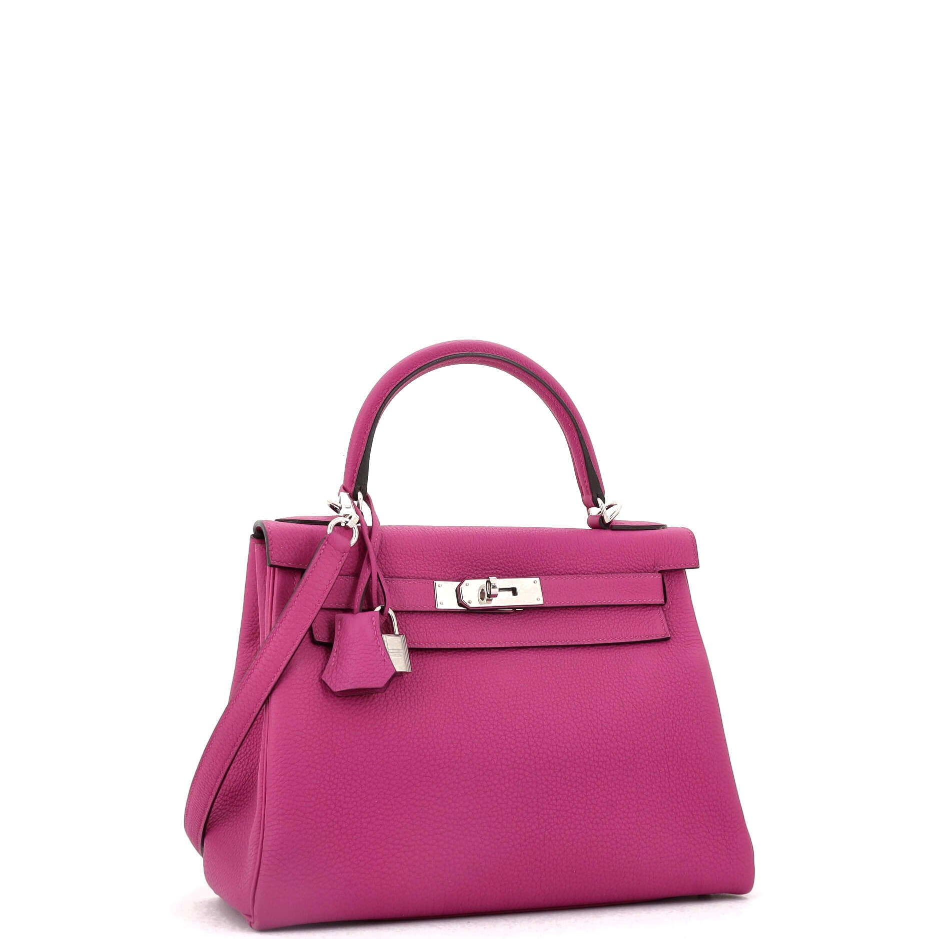 Kelly Handbag Rose Pourpre Togo with Palladium Hardware 28