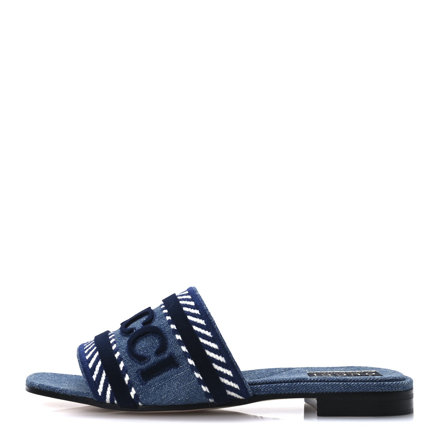 Plain Spain Denim Logo Slide Sandals 37 Light Blue