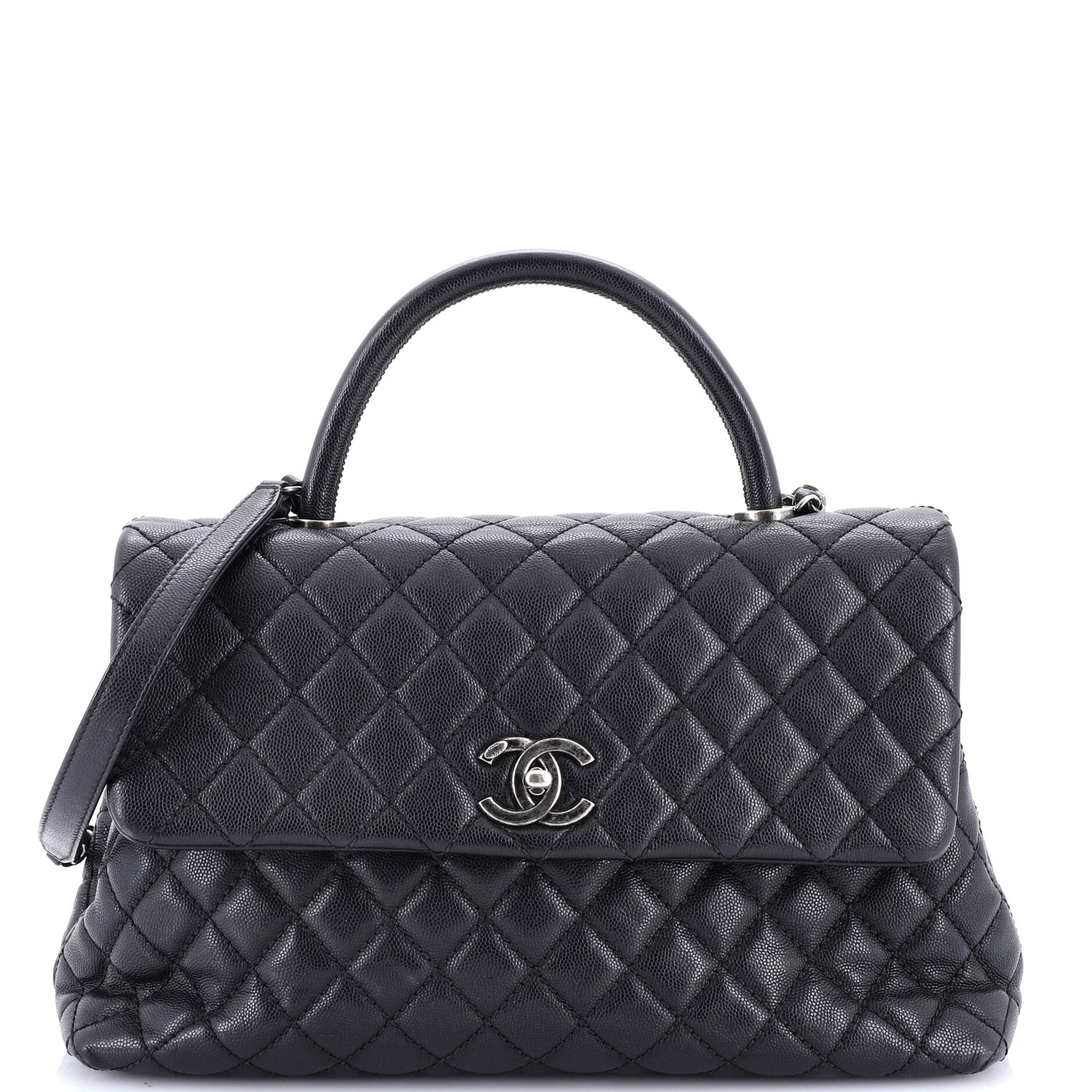 Coco Top Handle Bag Quilted Caviar Medium