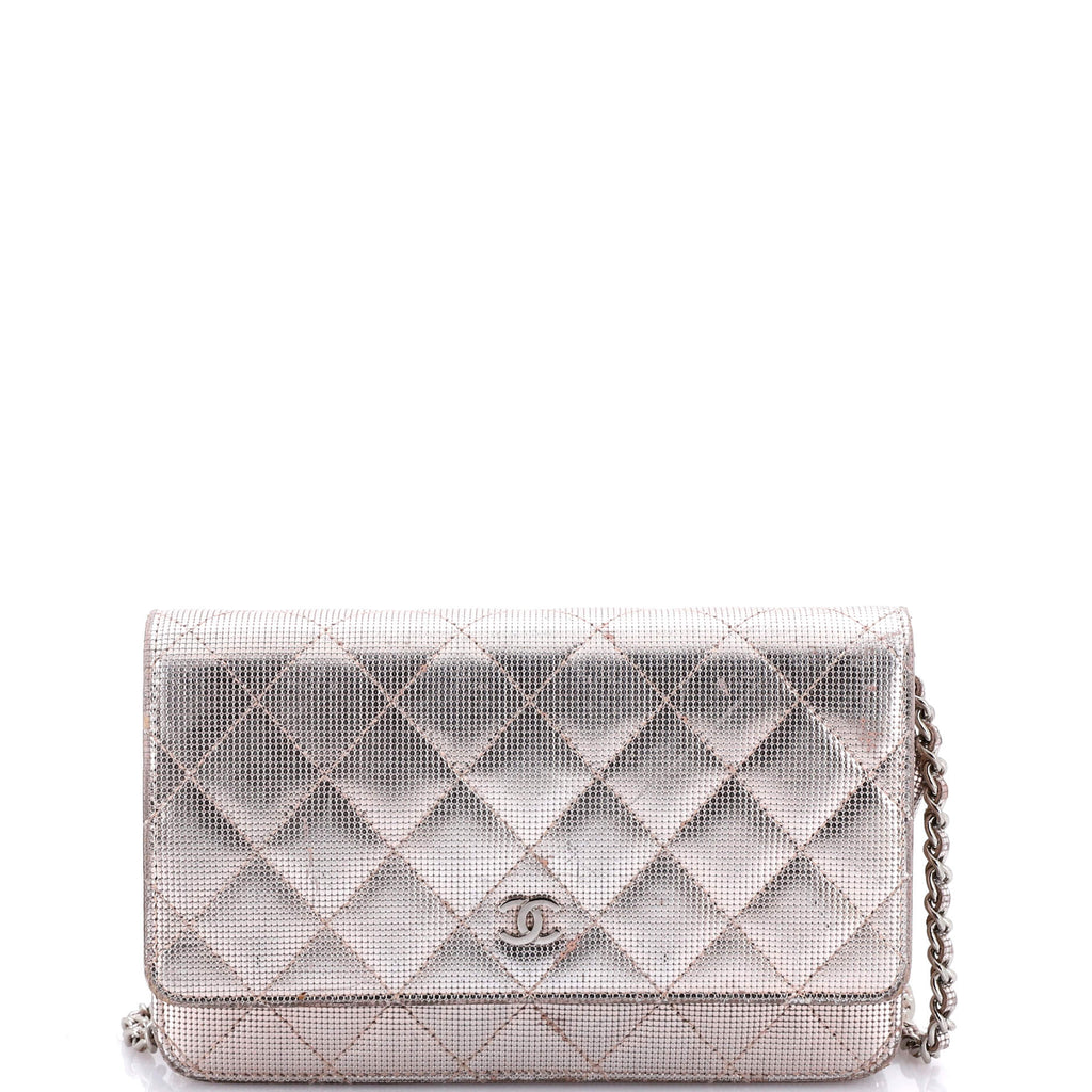 Wallet on Chain Pixel Effect Quilted Calfskin