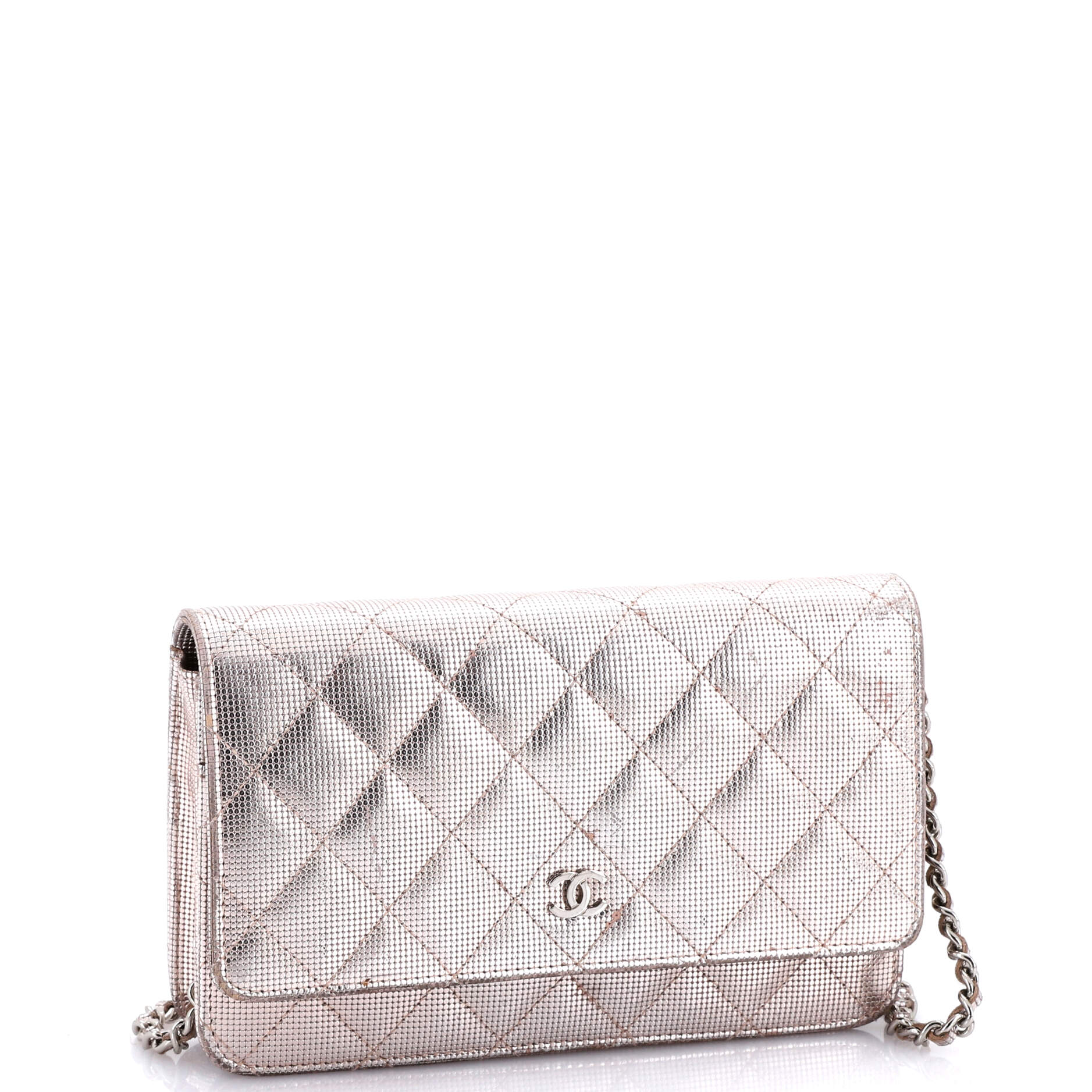 Wallet on Chain Pixel Effect Quilted Calfskin
