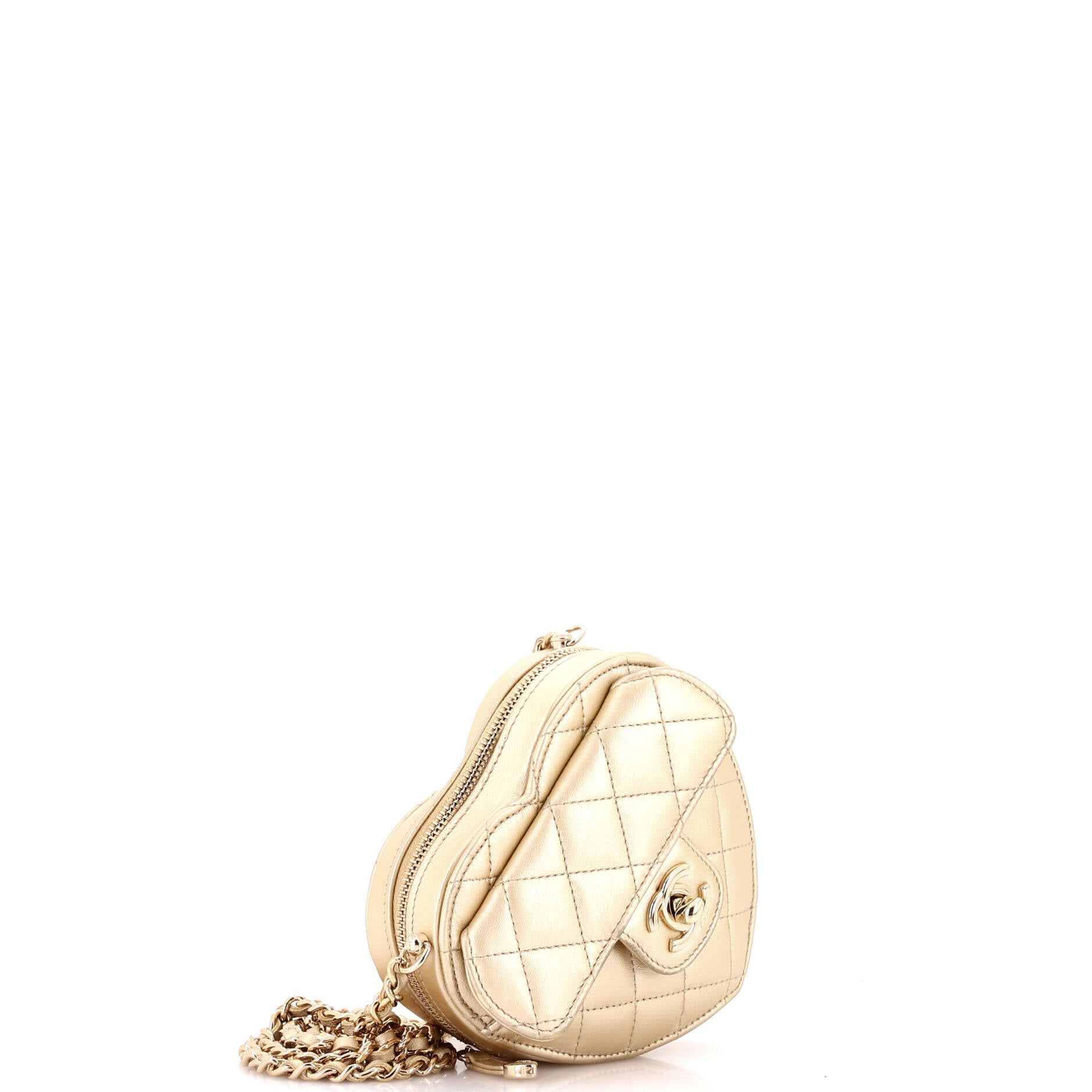 CC in Love Heart Clutch with Chain Quilted Lambskin