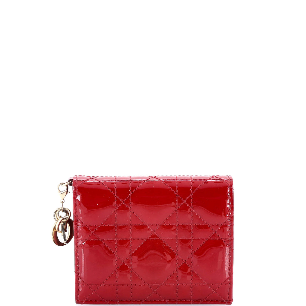 Lady Dior Wallet Cannage Quilt Patent Mini