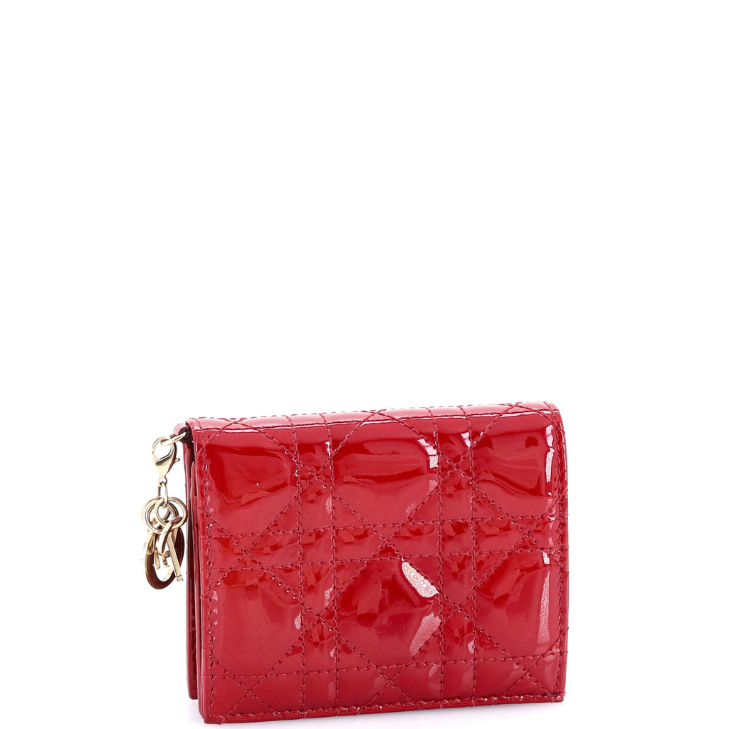 Lady Dior Wallet Cannage Quilt Patent Mini