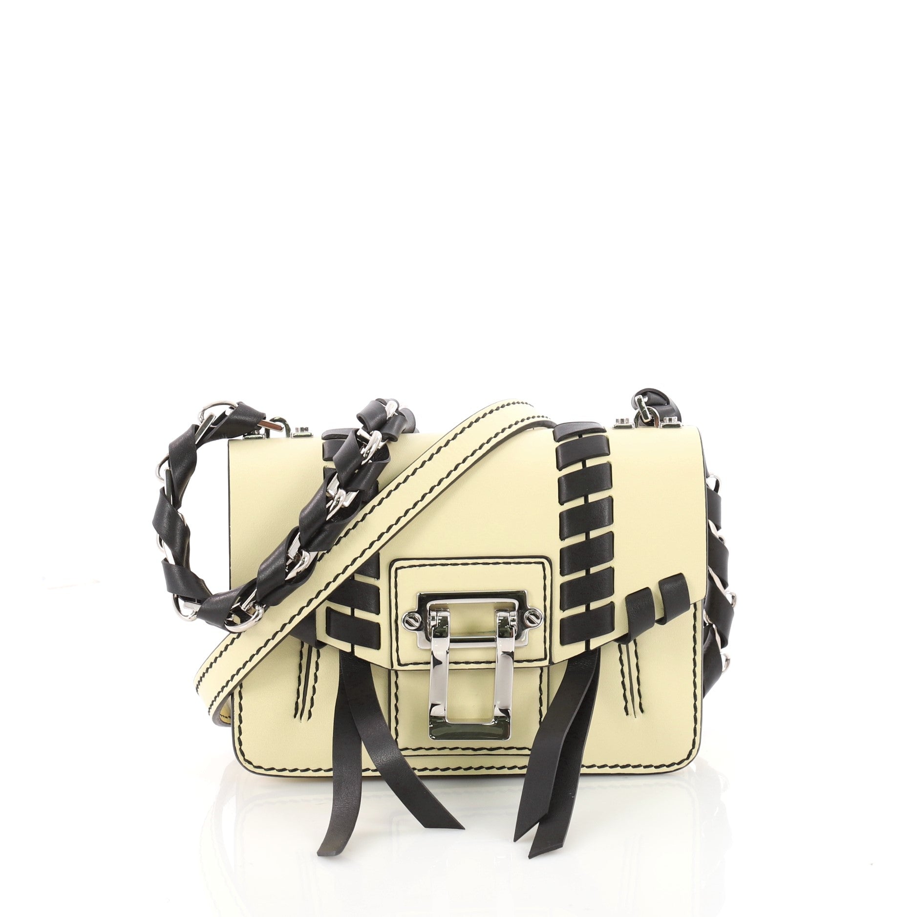Hava Chain Shoulder Bag Whipstitch Leather Mini
