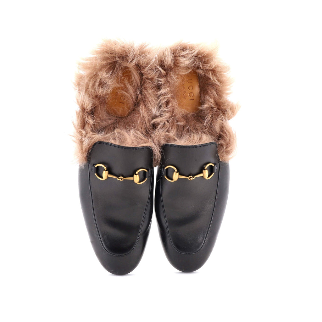 Men's Princetown Mules Leather with Fur