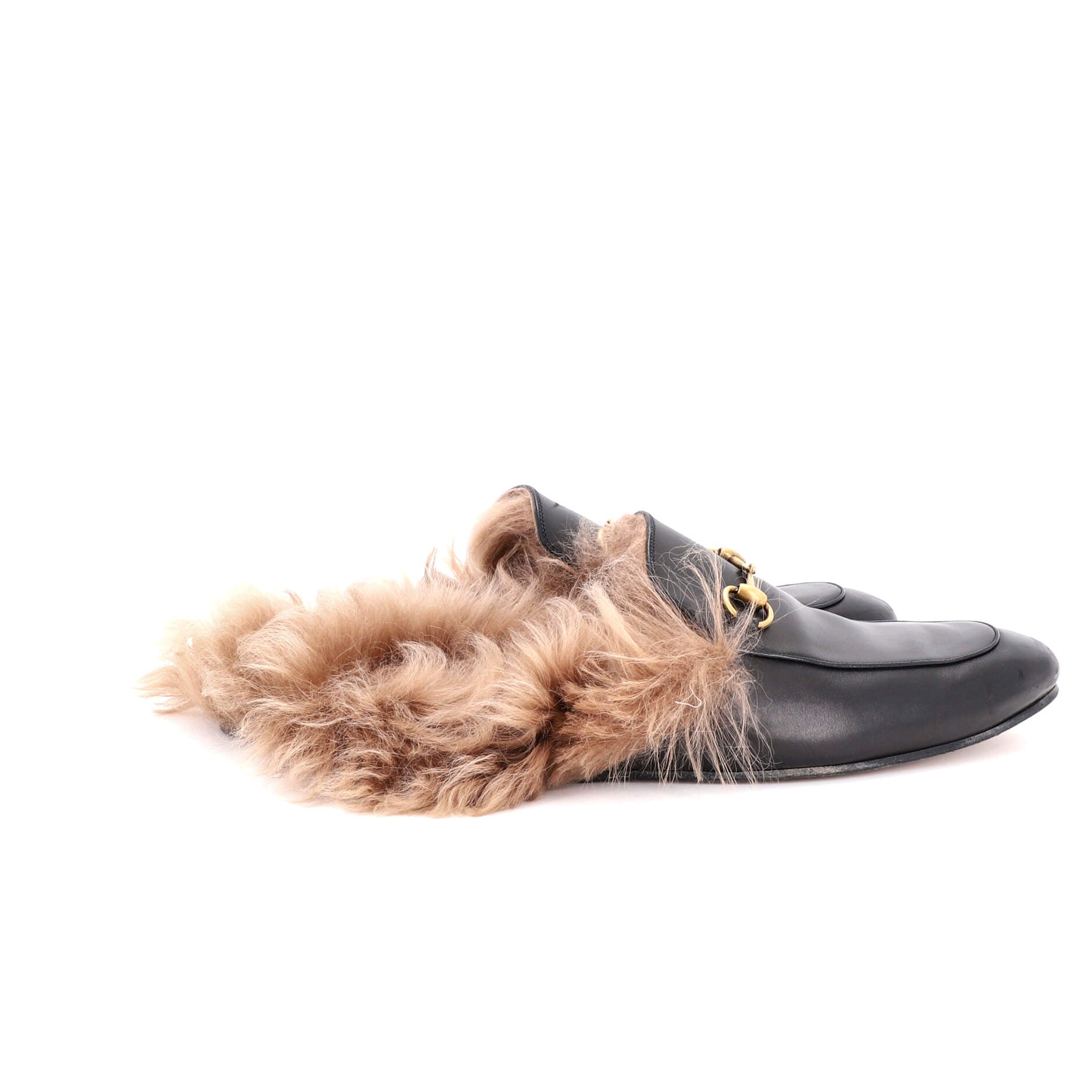 Men's Princetown Mules Leather with Fur