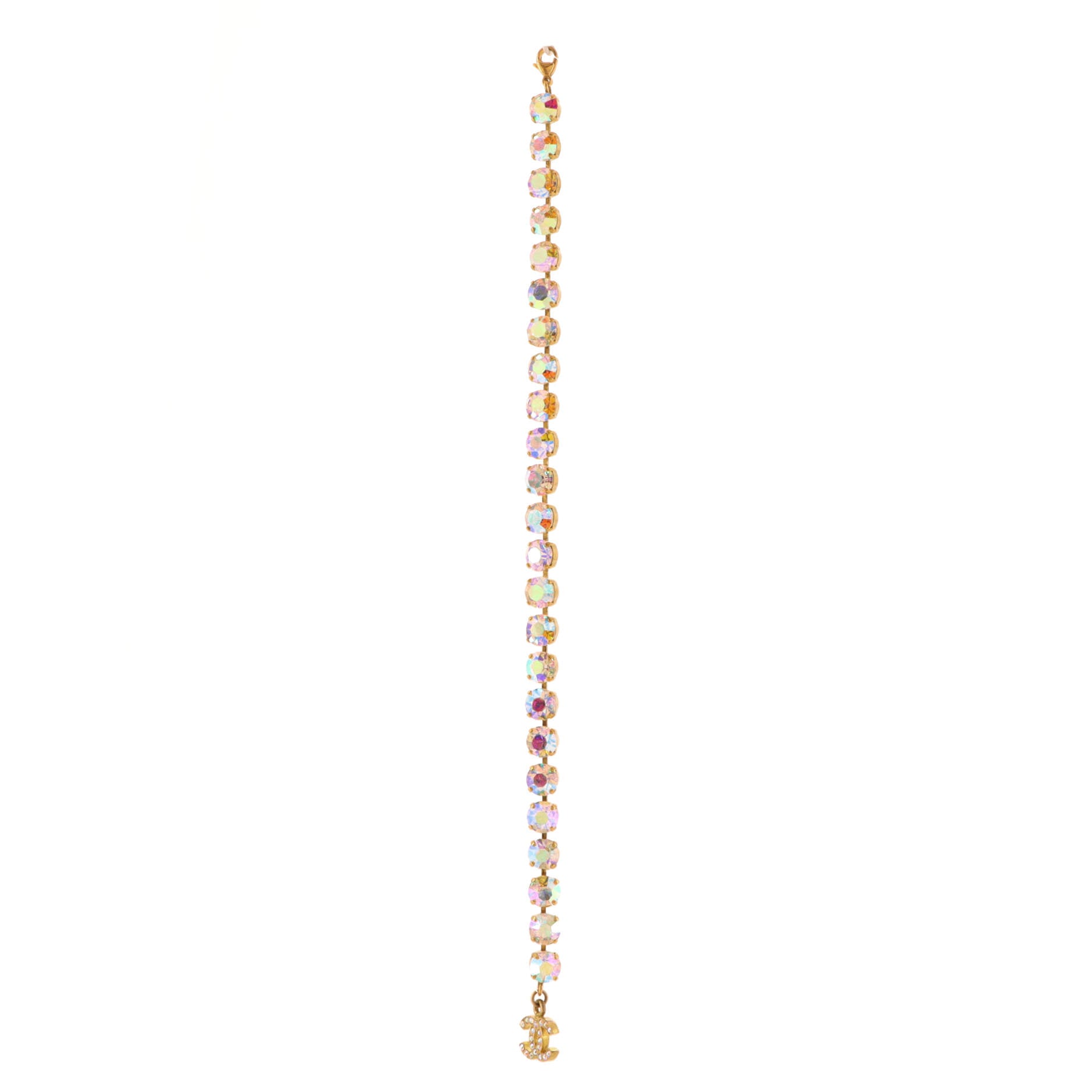 Vintage CC Charm Anklet Bracelet Metal with Crystals